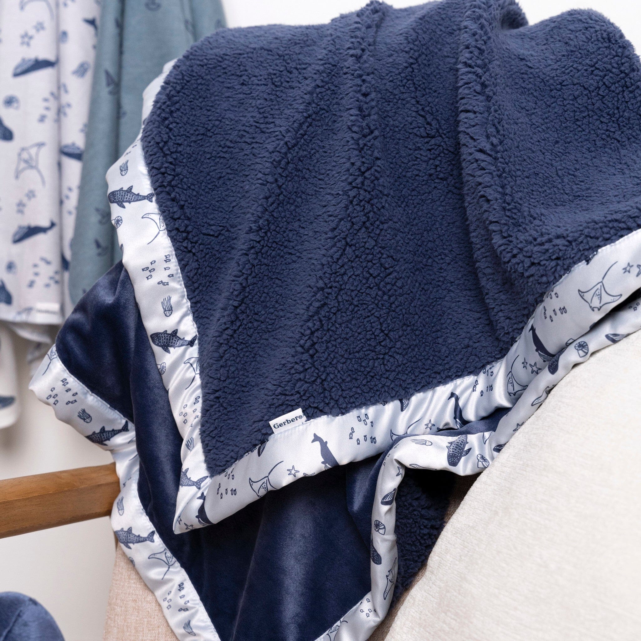 Embroidered Coastal Calm Plush Blanket - Image 4
