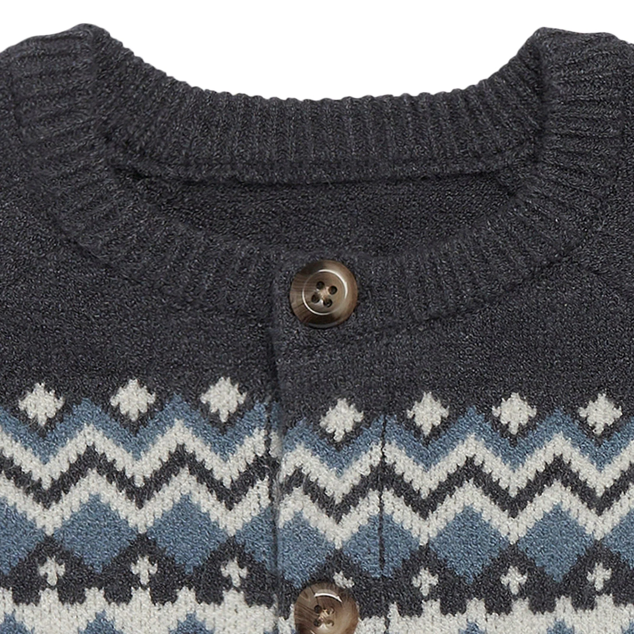 Baby Boys Dark Grey Heather Fair Isle Viscose Sweater - Image 3