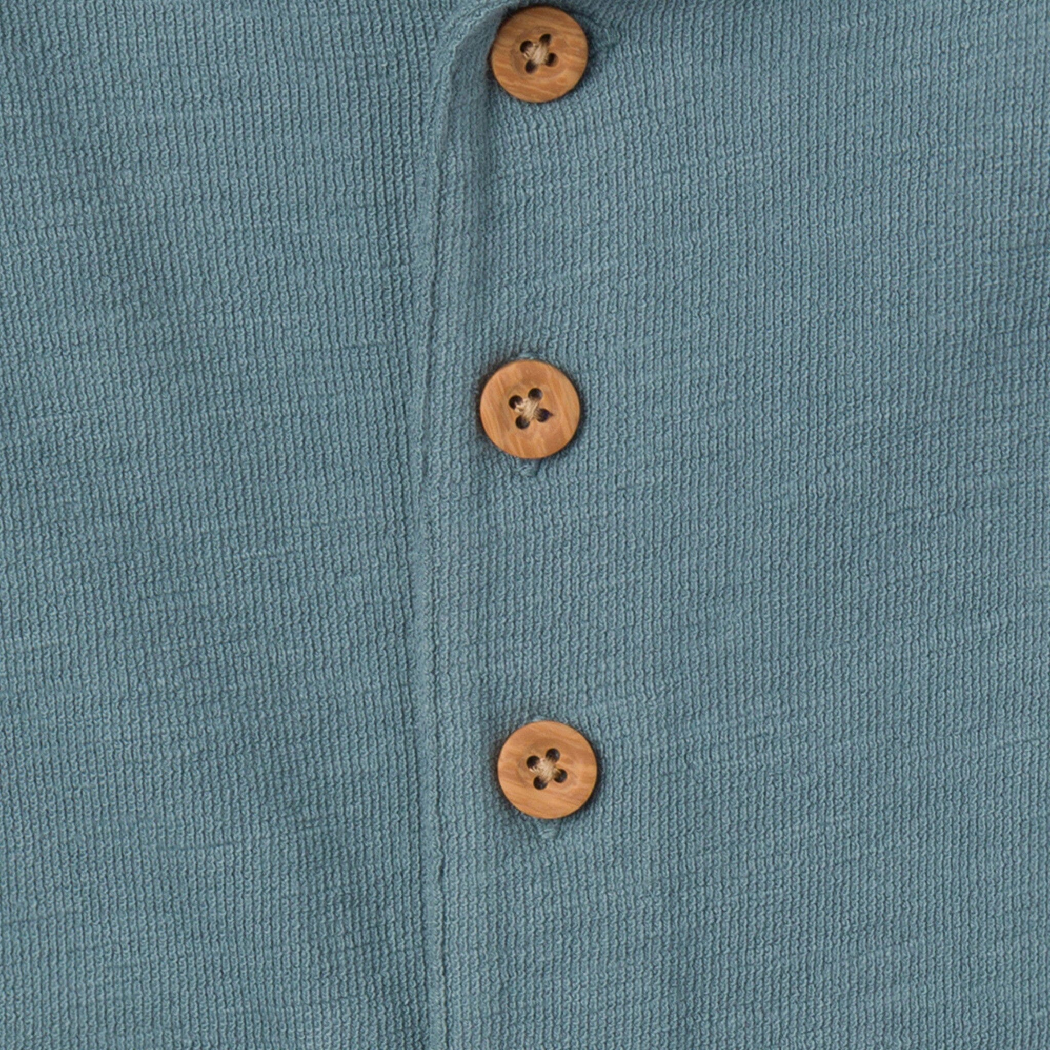 Baby Boys Teal Collared Short Sleeve Romper - Image 5