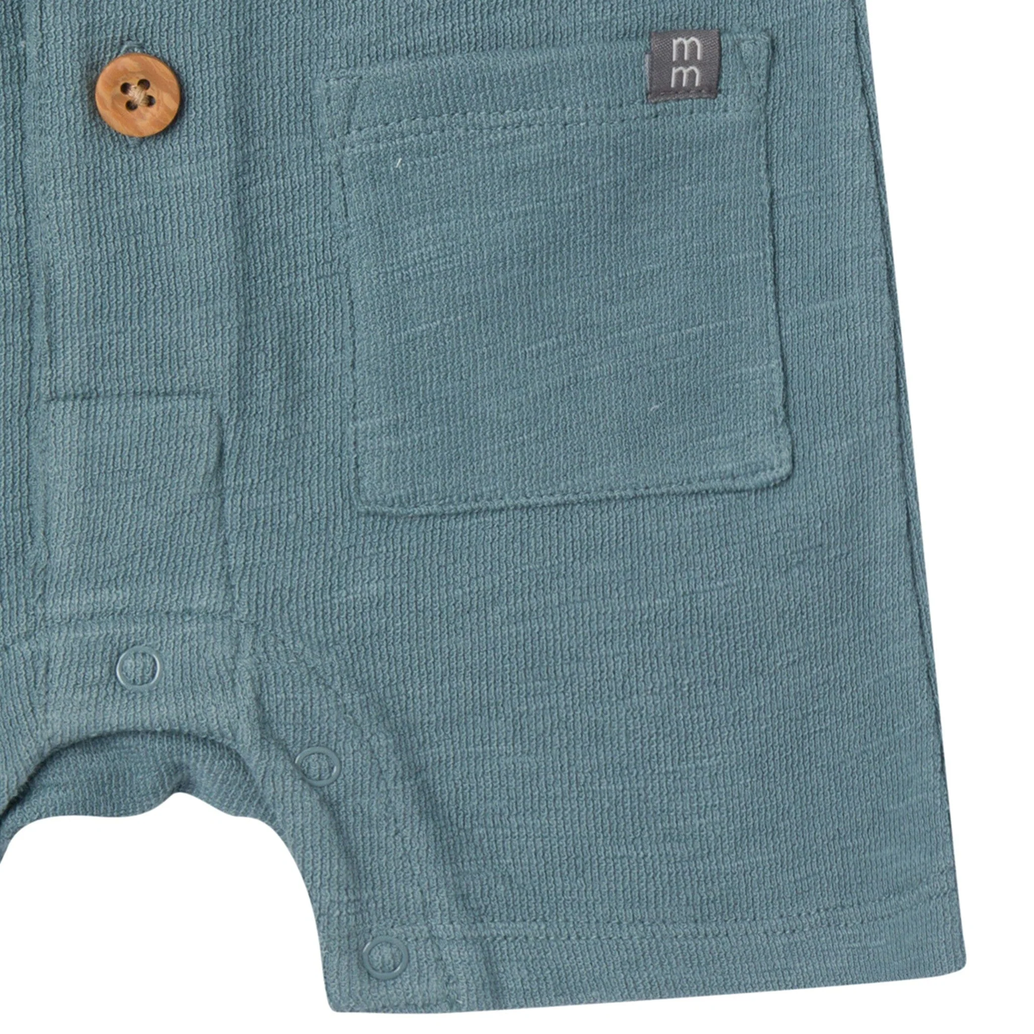 Baby Boys Teal Collared Short Sleeve Romper - Image 6
