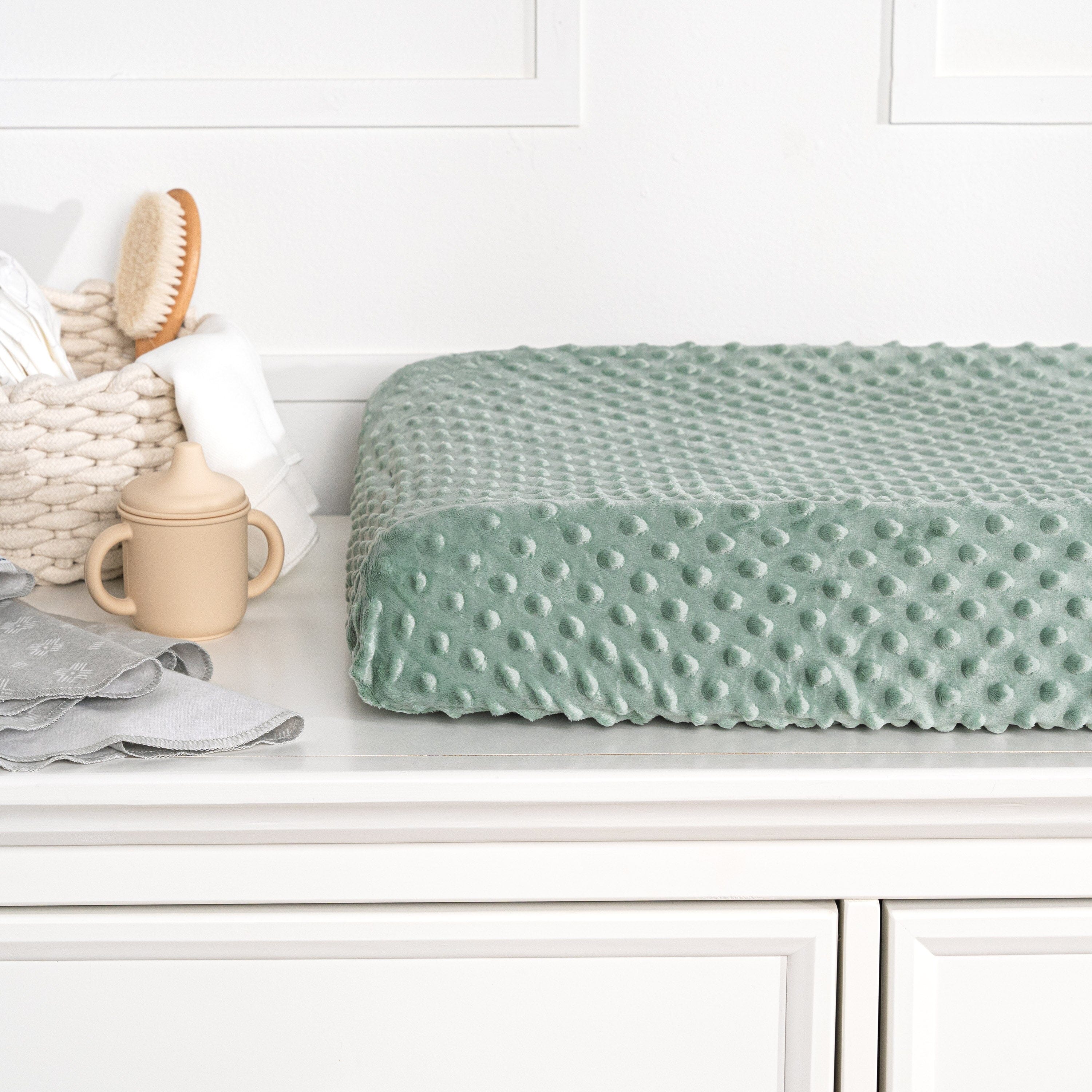 Baby Boys Green Dotted Changing Pad Cover - Image 2