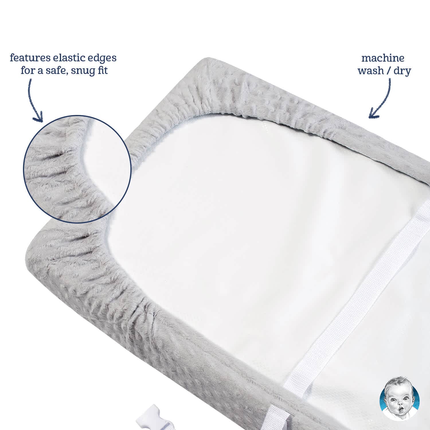 Baby Neutral Navy Dotted Changing Pad Cover - Image 5