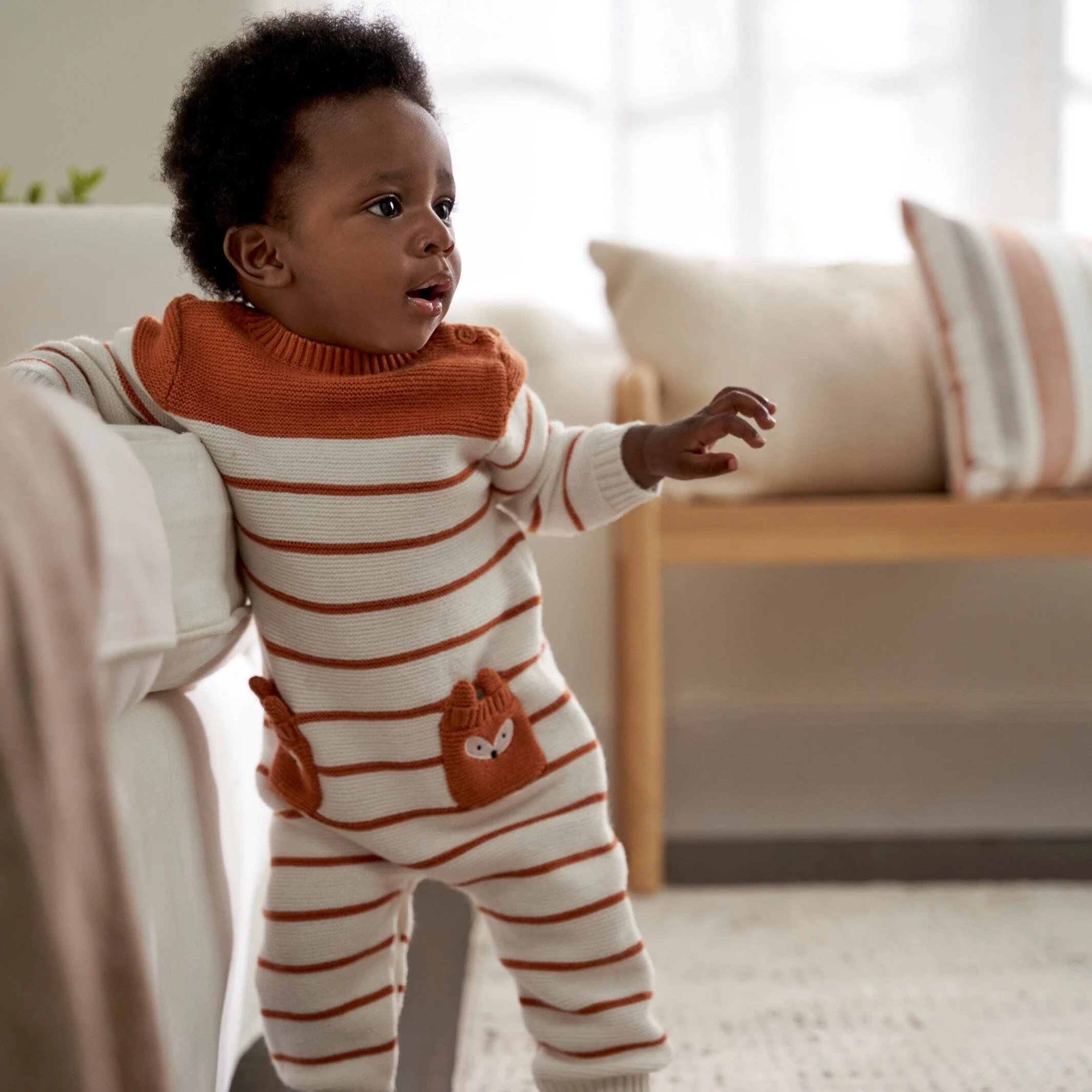 Baby Boys Fox Sweater Knit Romper - Image 2
