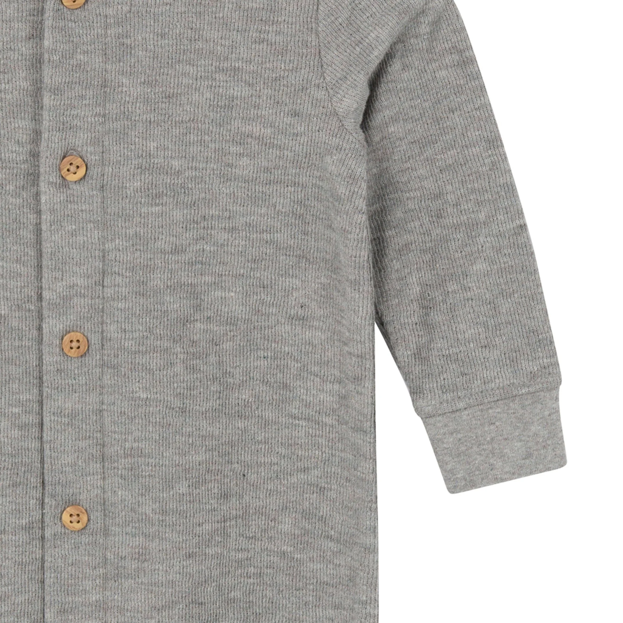 Baby Neutral Grey Heather Hooded Romper - Image 5