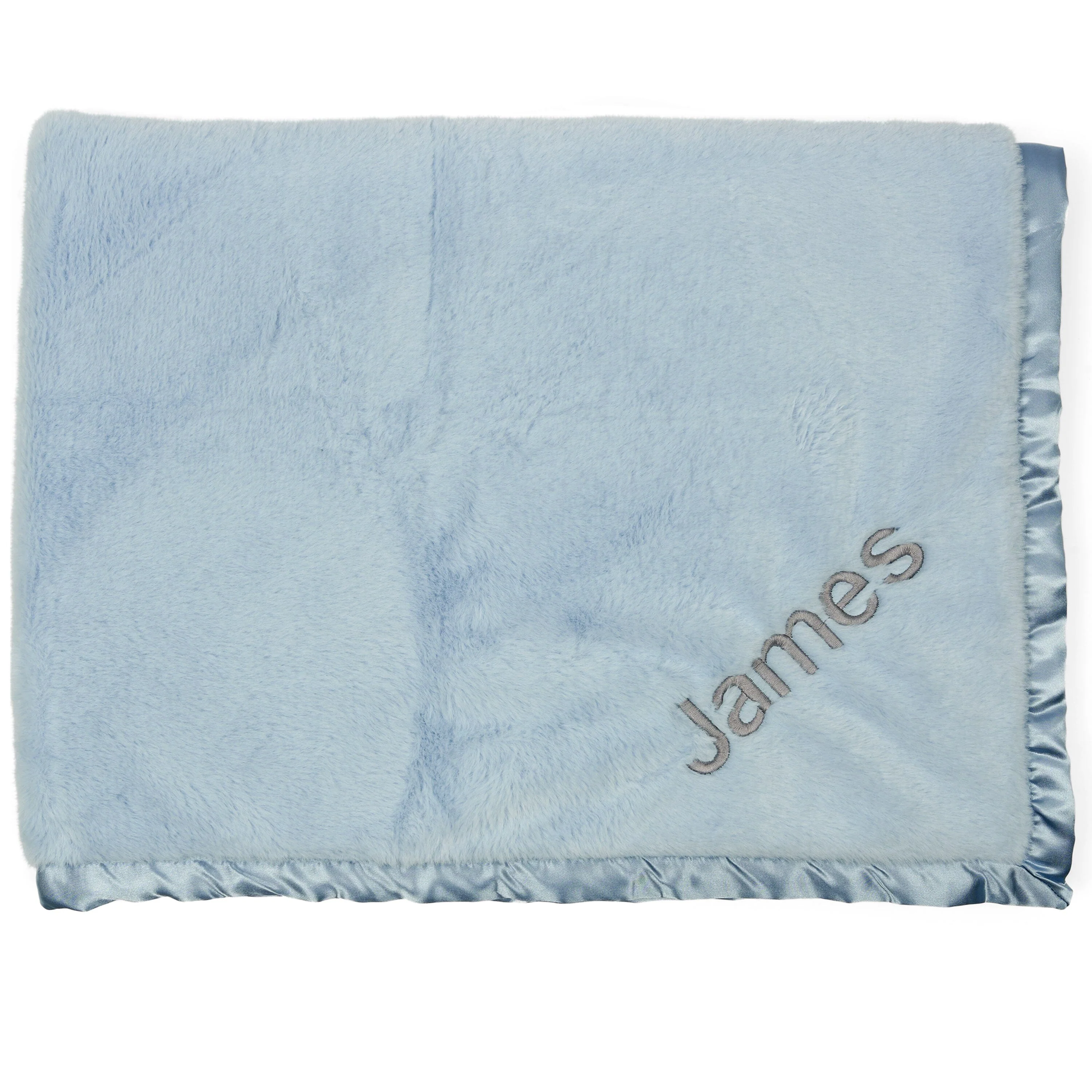 Embroidered Boys Light Blue Plush Blanket