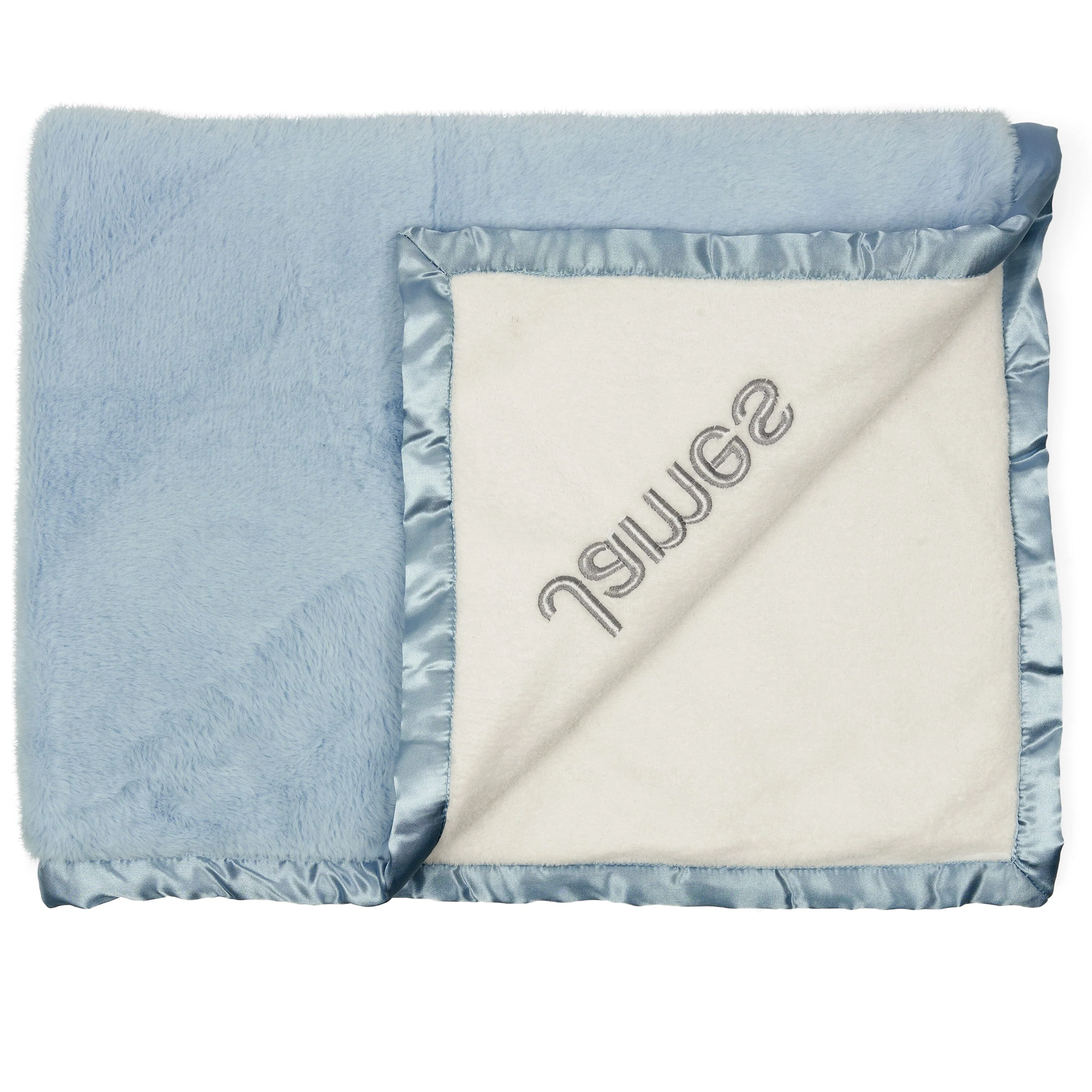 Embroidered Boys Light Blue Plush Blanket - Image 3