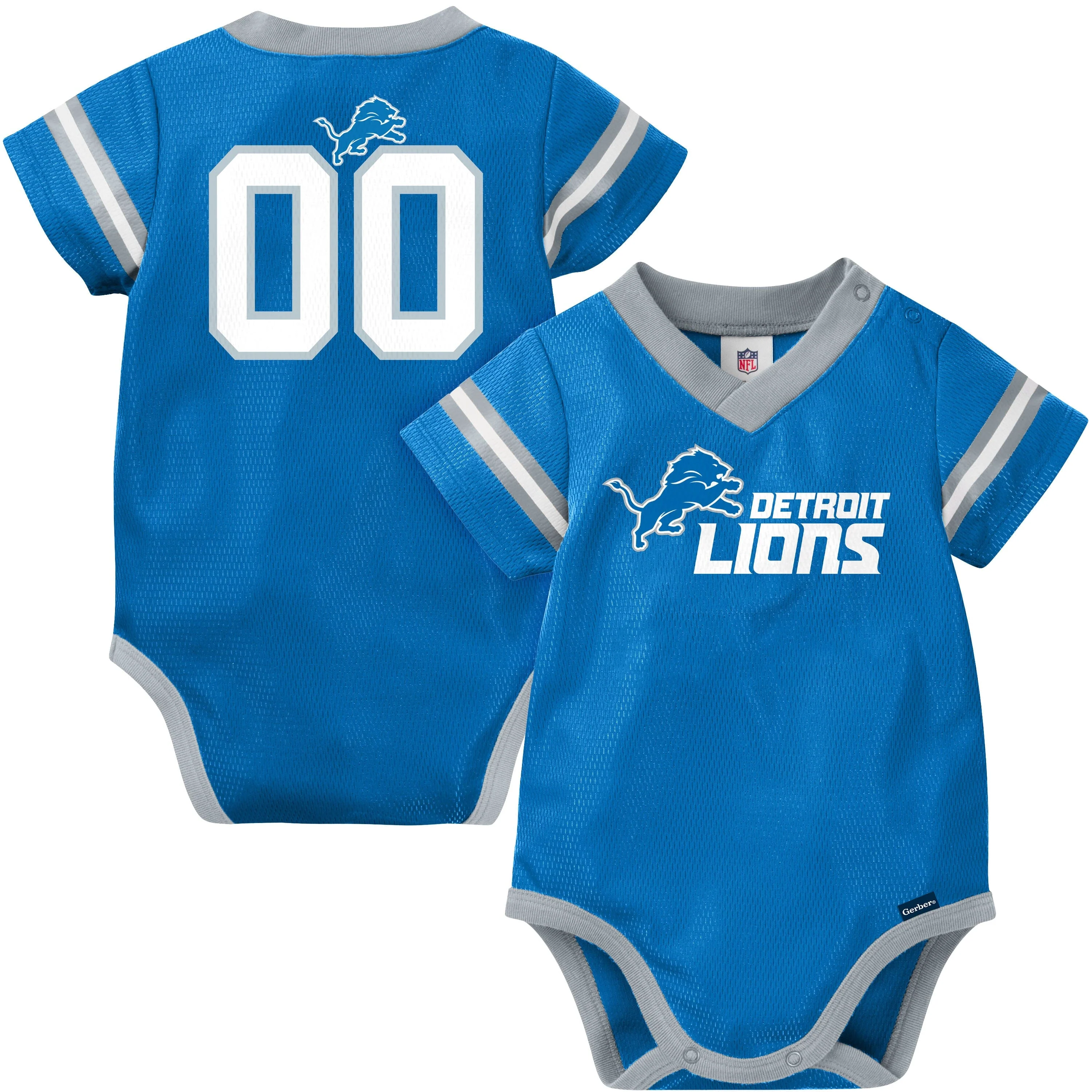 Baby Boys Detroit Lions Short Sleeve Jersey Bodysuit - Image 4