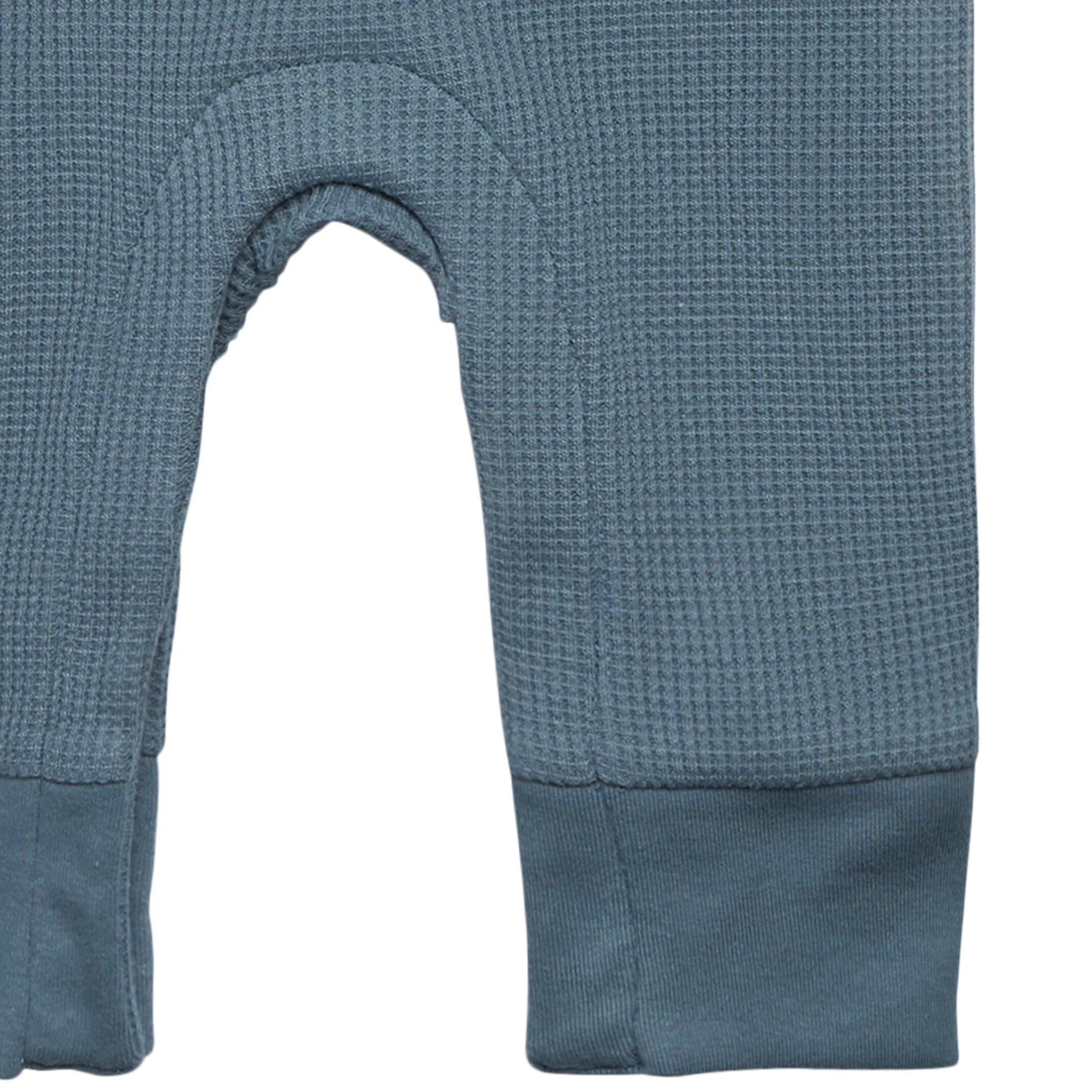 Baby Boys Medium Blue Kangaroo Pocket Waffle Romper - Image 7