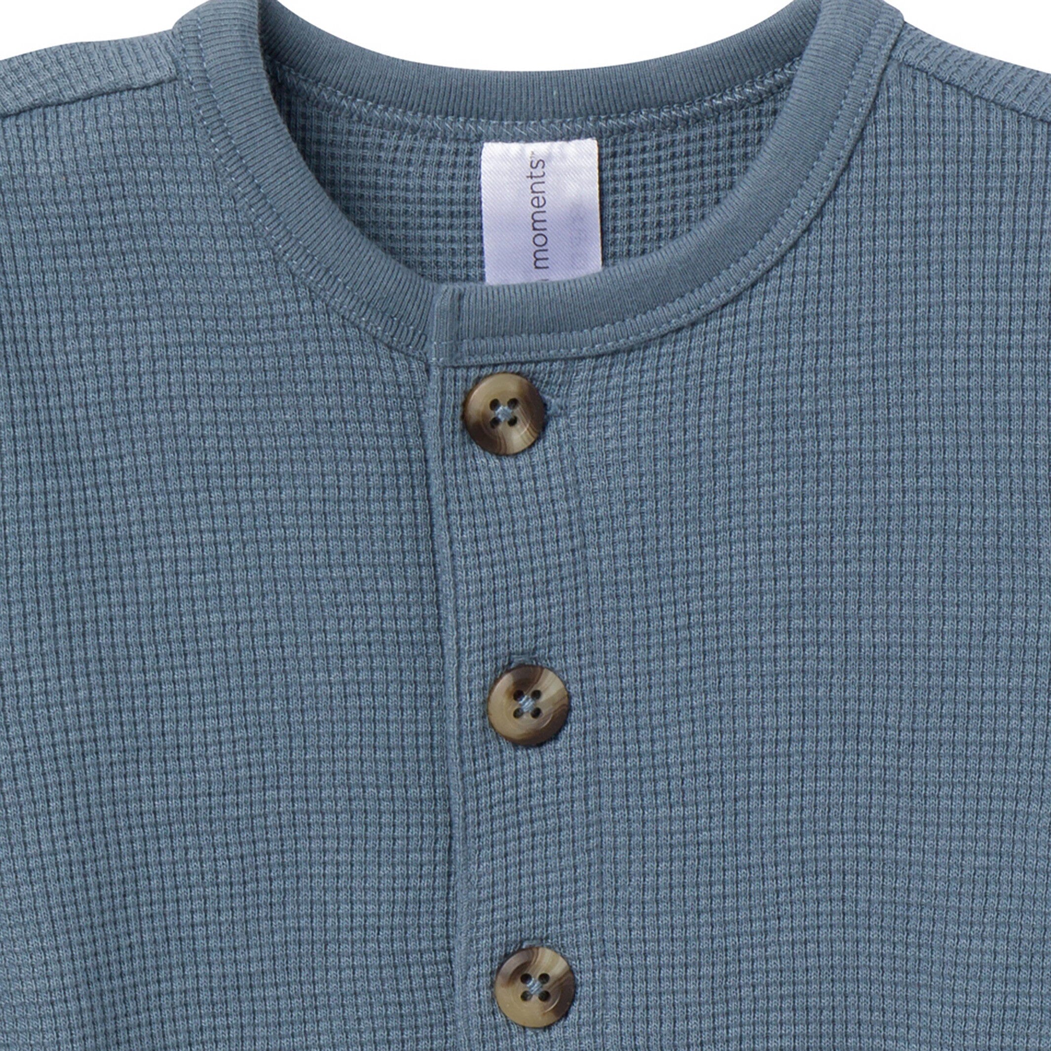 Baby Boys Medium Blue Waffle Slouch Romper - Image 2
