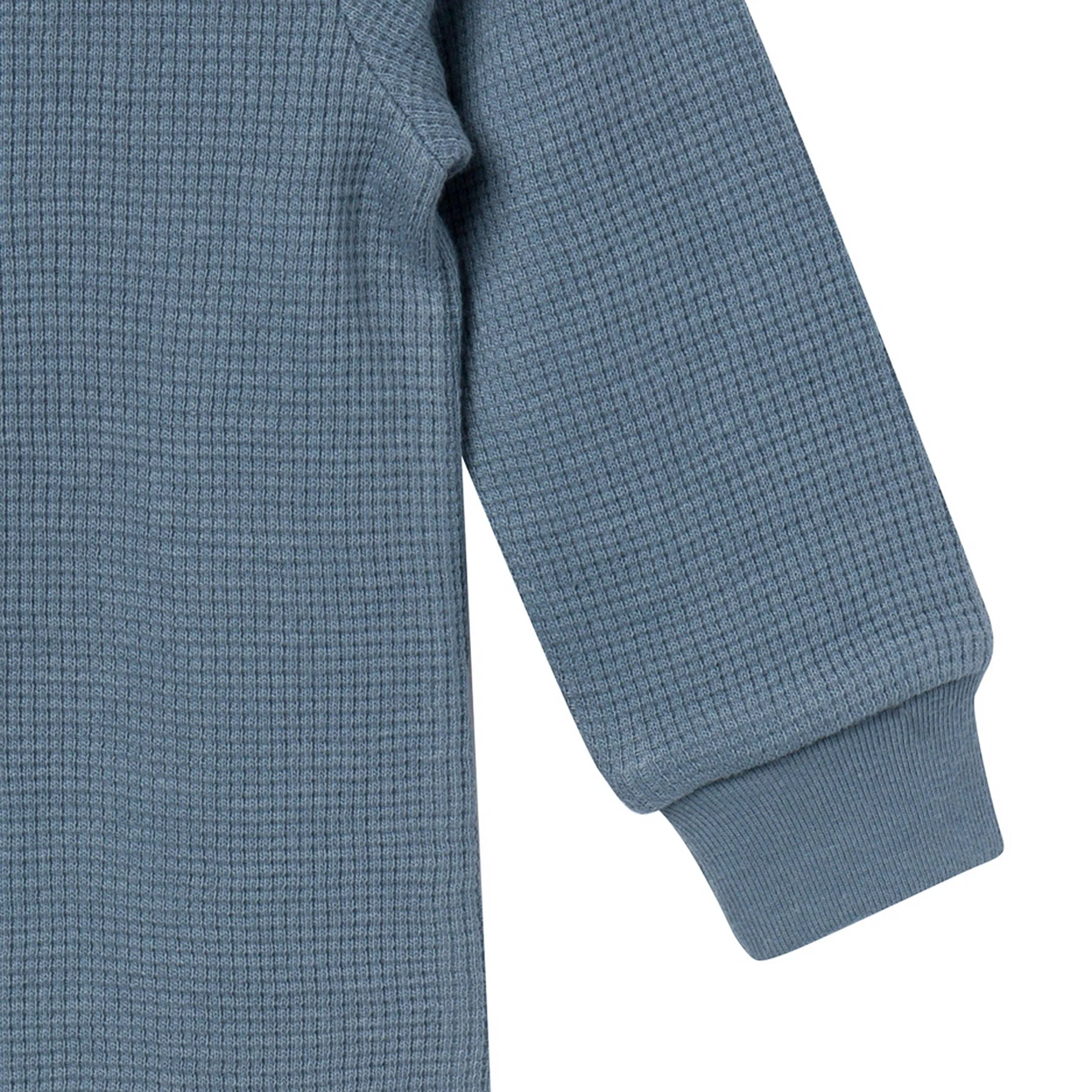 Baby Boys Medium Blue Waffle Slouch Romper - Image 4