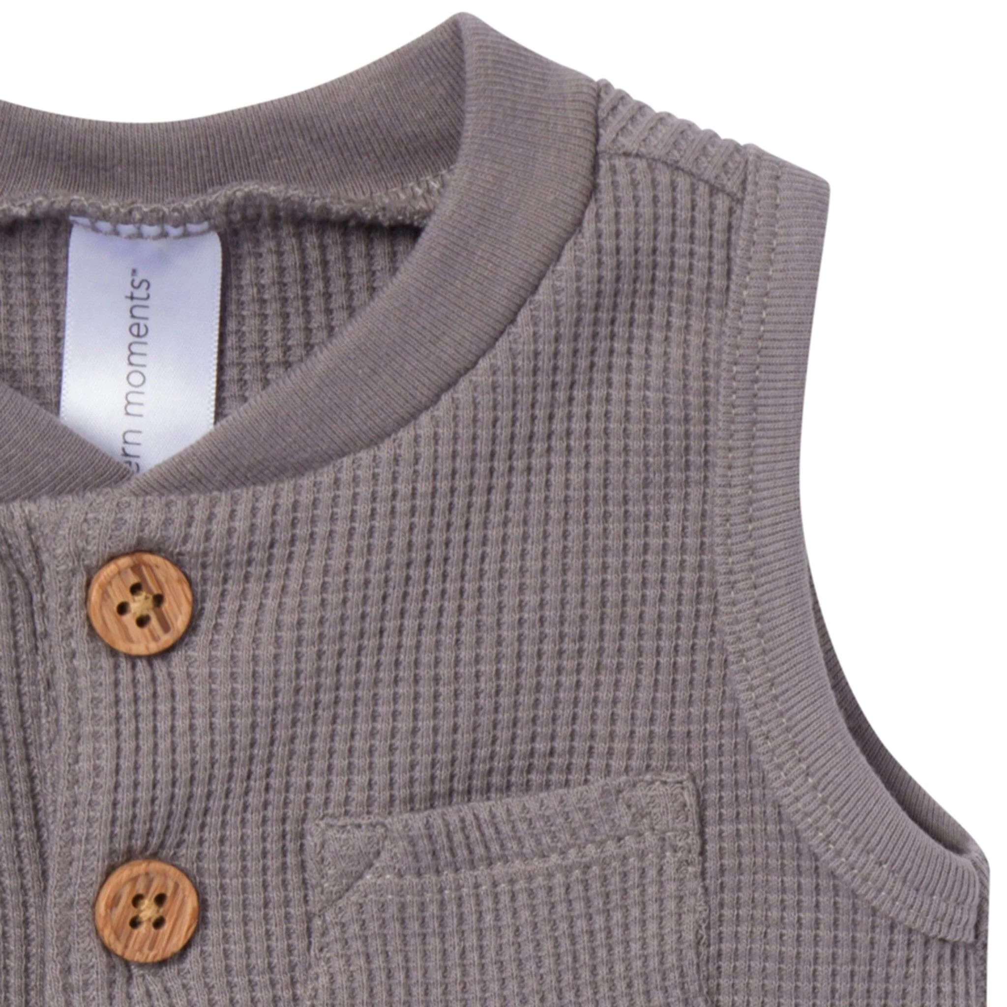 Baby Boys Medium Grey Sleeveless Romper - Image 3