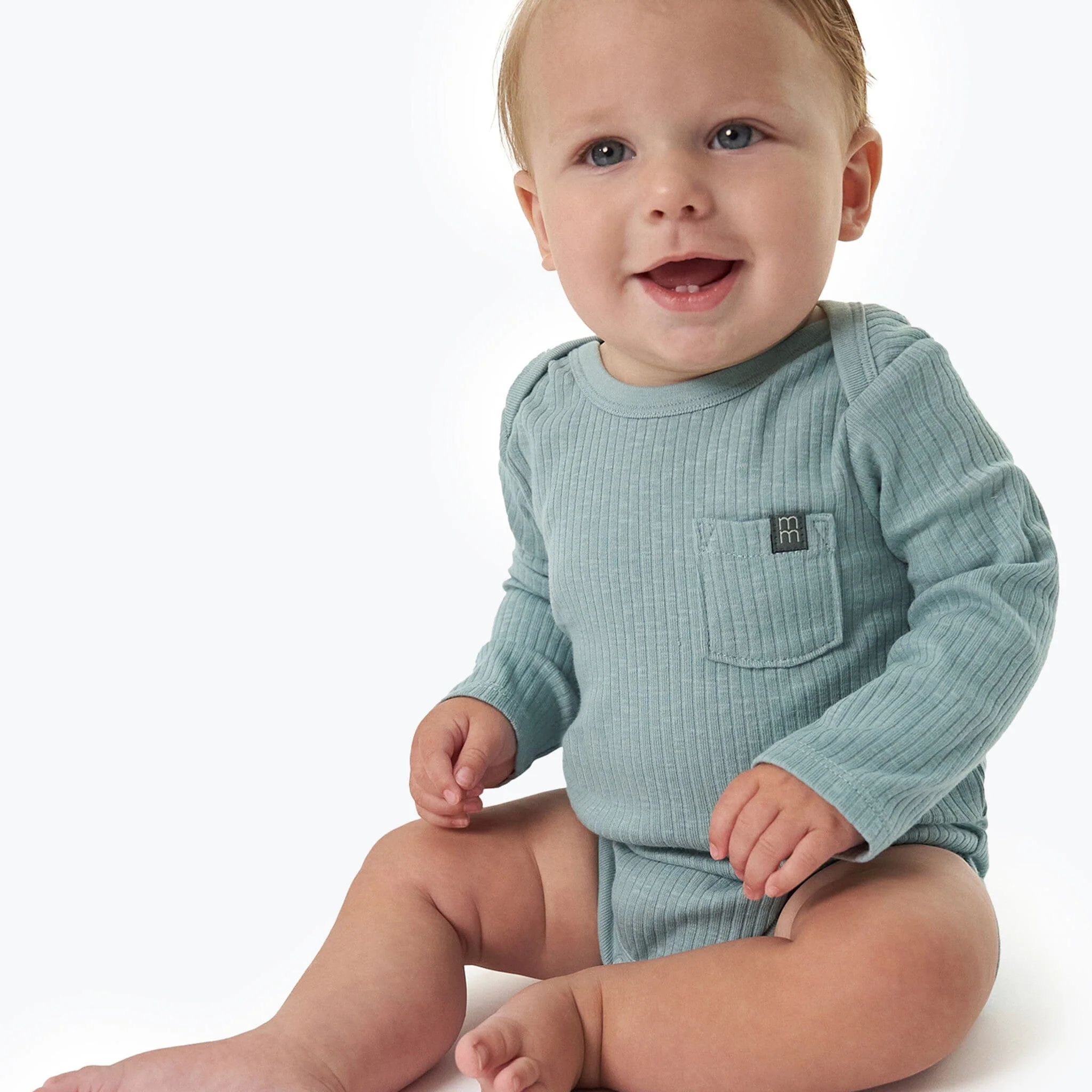 Baby Boys Teal Long Sleeve Bodysuit - Image 2