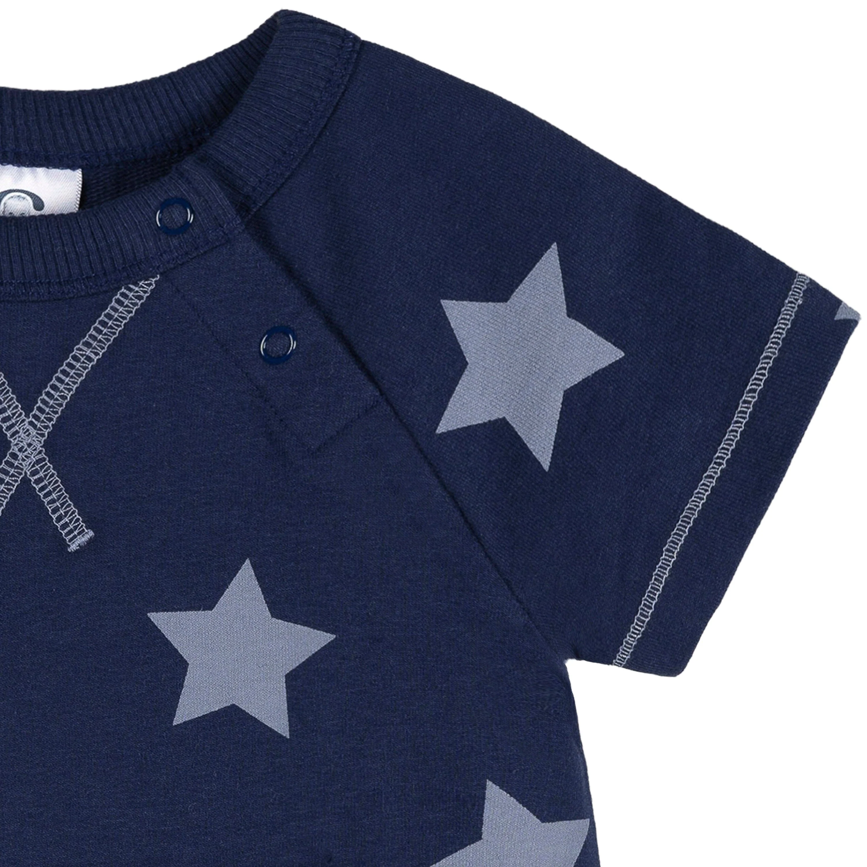 Baby Boys Navy Stars Kangaroo Pocket Romper - Image 3
