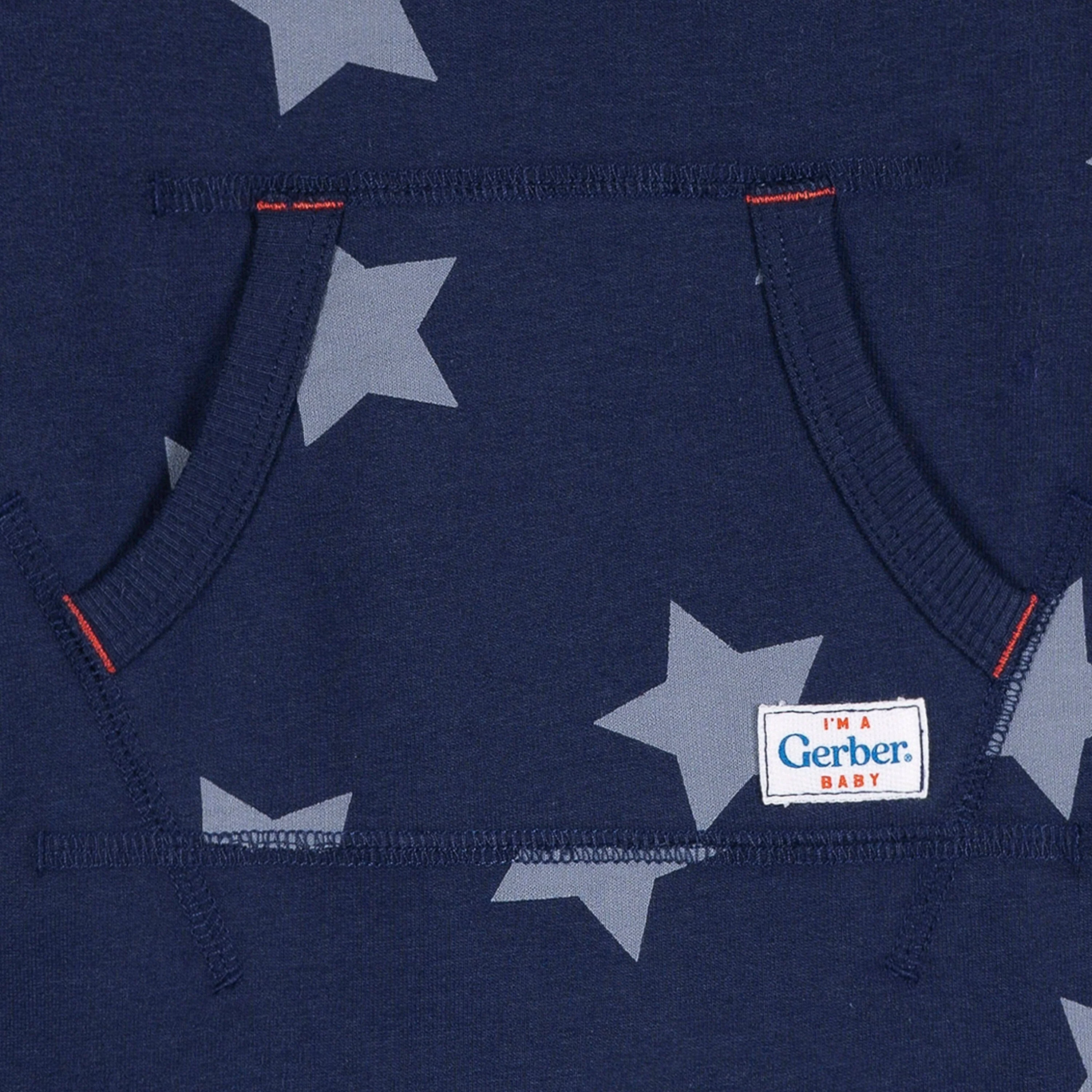 Baby Boys Navy Stars Kangaroo Pocket Romper - Image 4