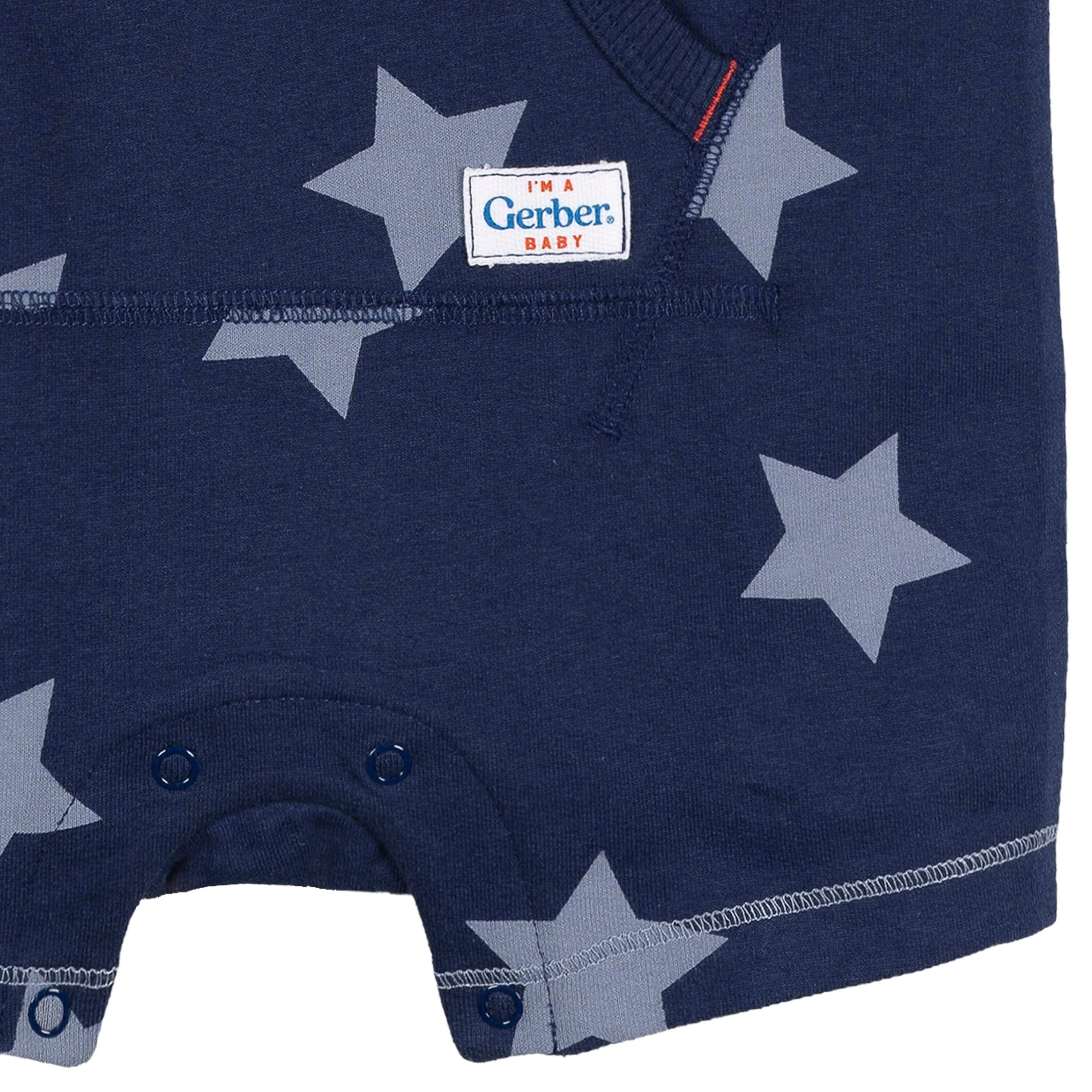 Baby Boys Navy Stars Kangaroo Pocket Romper - Image 5