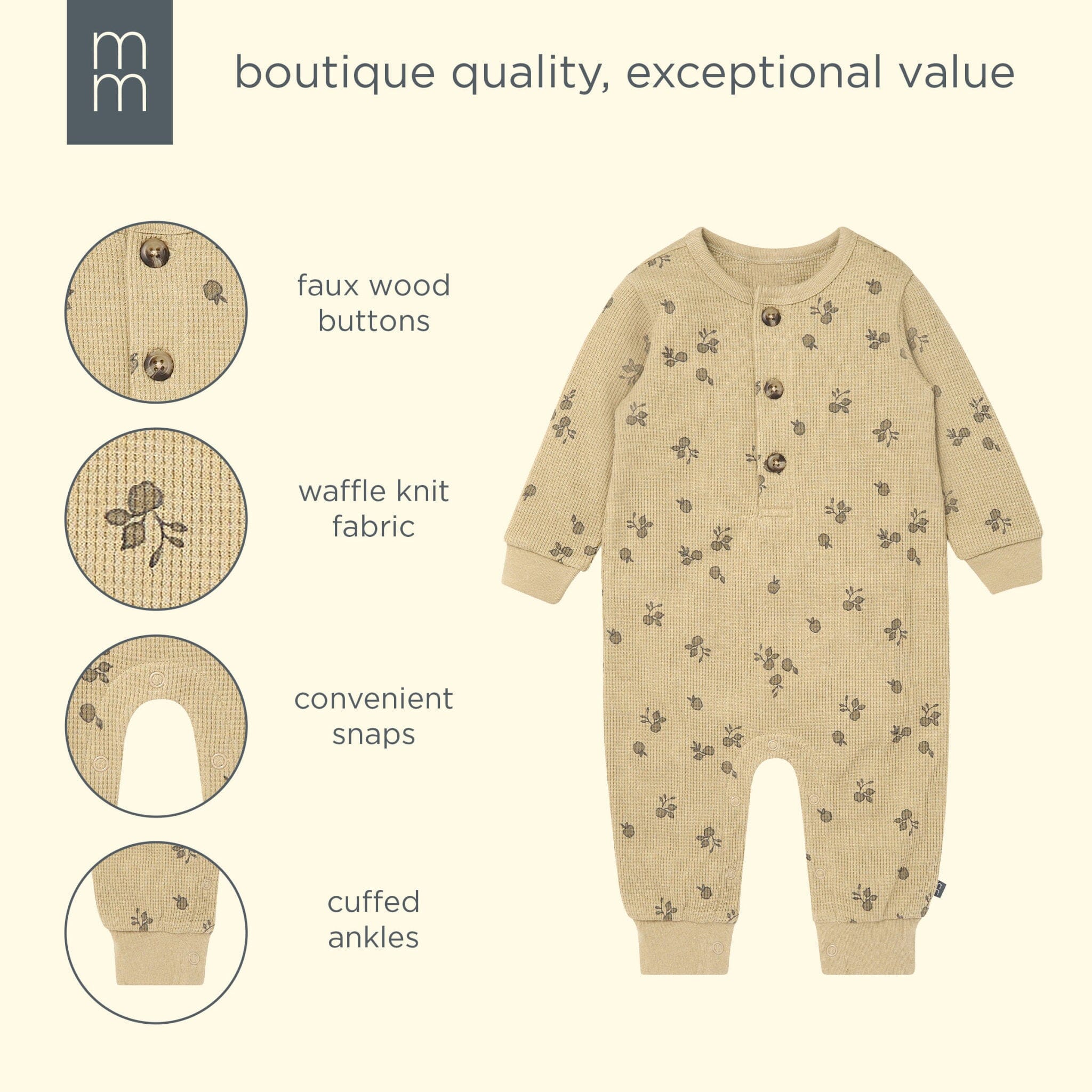 Baby Boys Apple Waffle Slouch Romper - Image 5