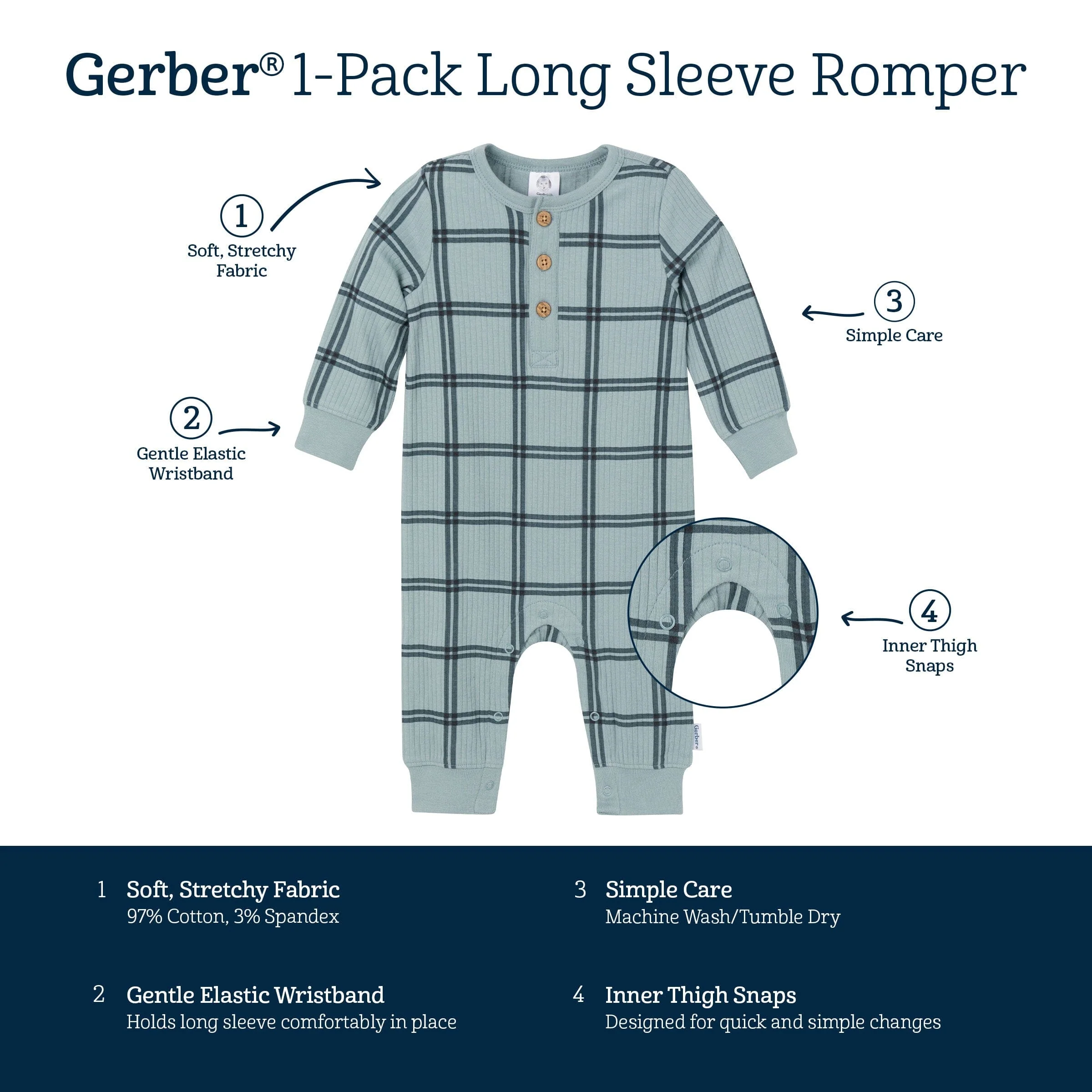 Baby Boys Plaid Romper - Image 5