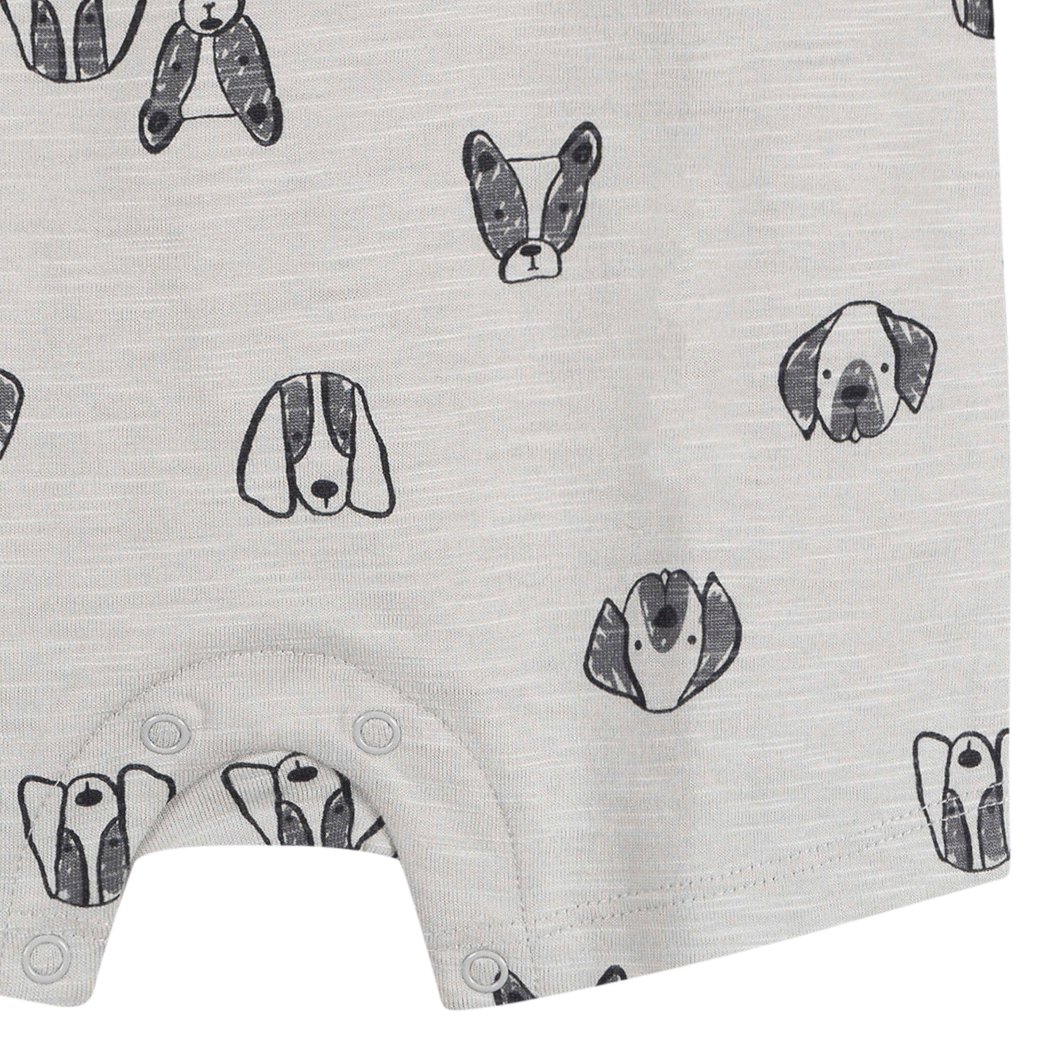 Baby Boys Puppy Dog Faces Short Sleeve Romper - Image 3