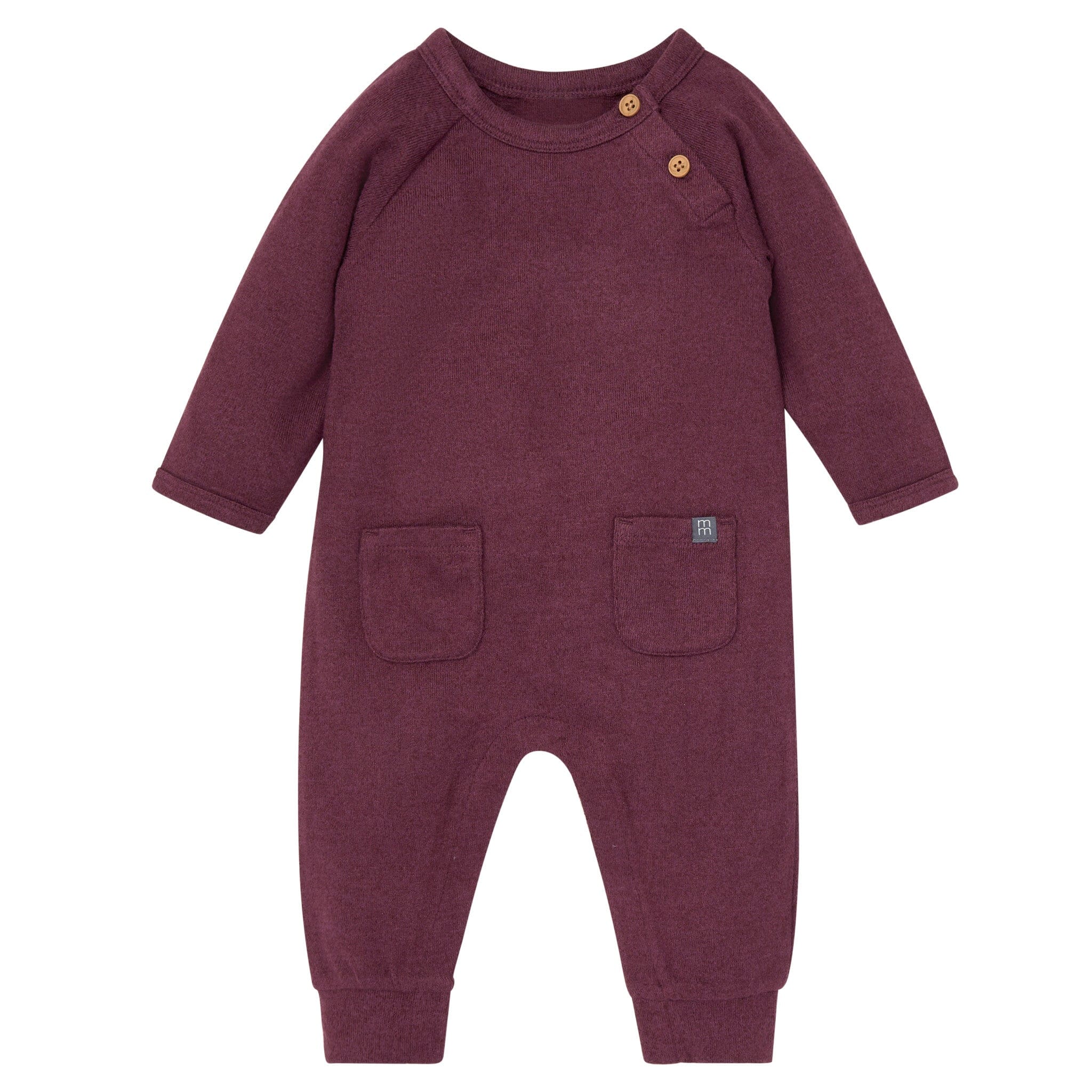 Baby Neutral Burgundy Heather Hacci Long Sleeve Romper