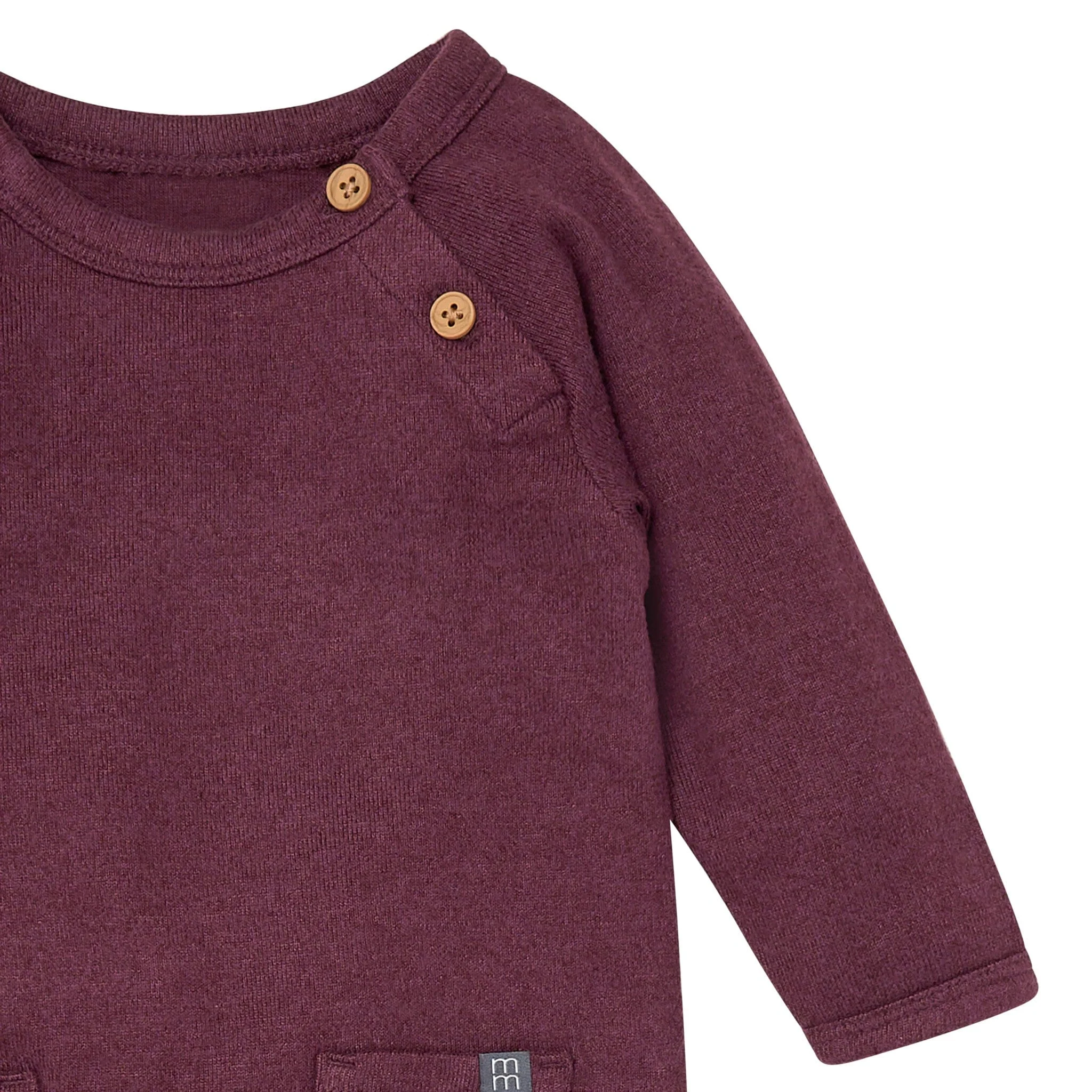 Baby Neutral Burgundy Heather Hacci Long Sleeve Romper - Image 6