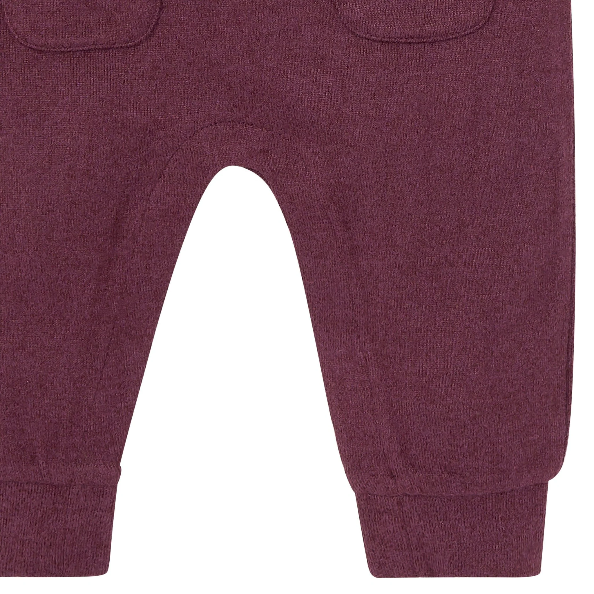 Baby Neutral Burgundy Heather Hacci Long Sleeve Romper - Image 7