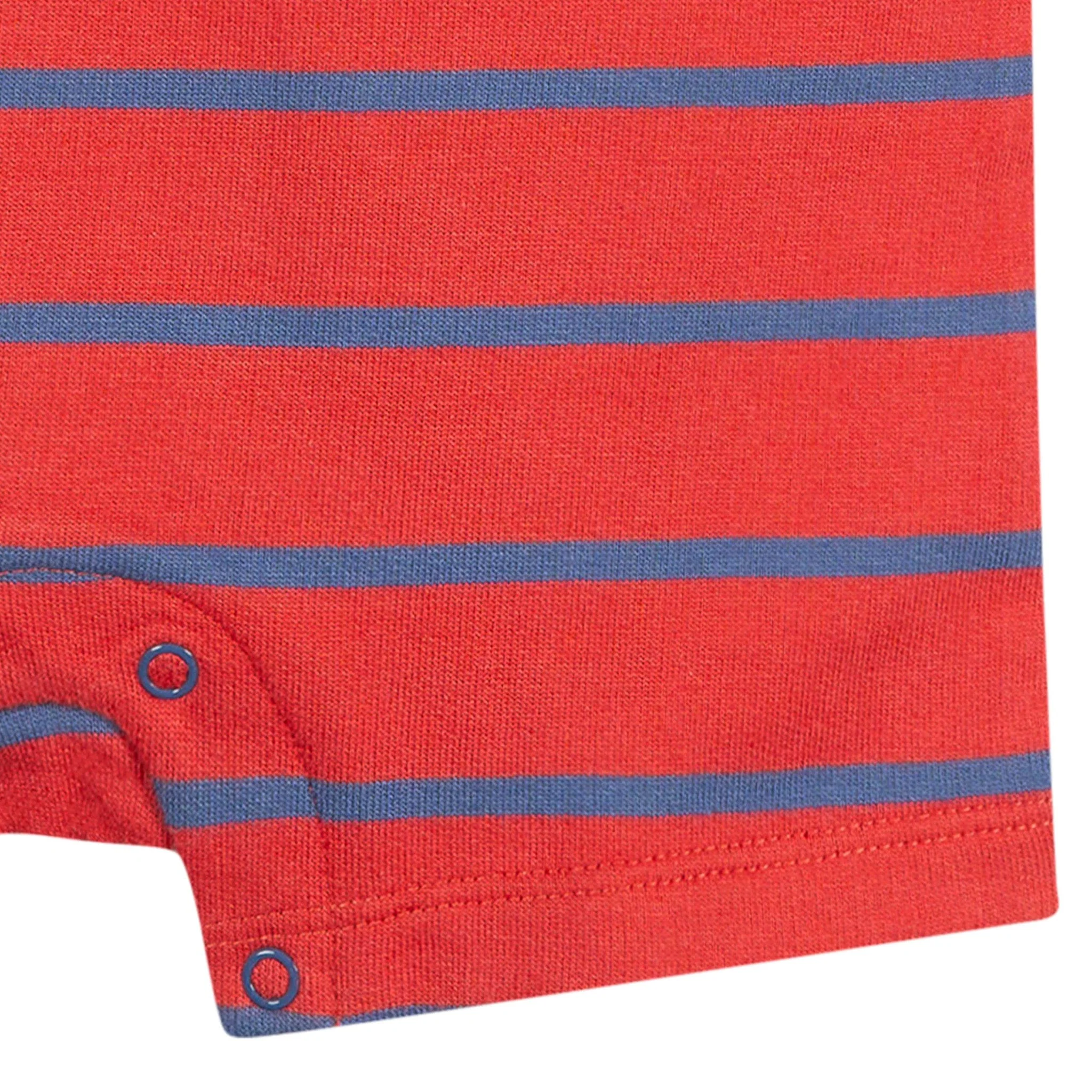 Baby Boys Red & Blue Stripe Collared Romper - Image 5