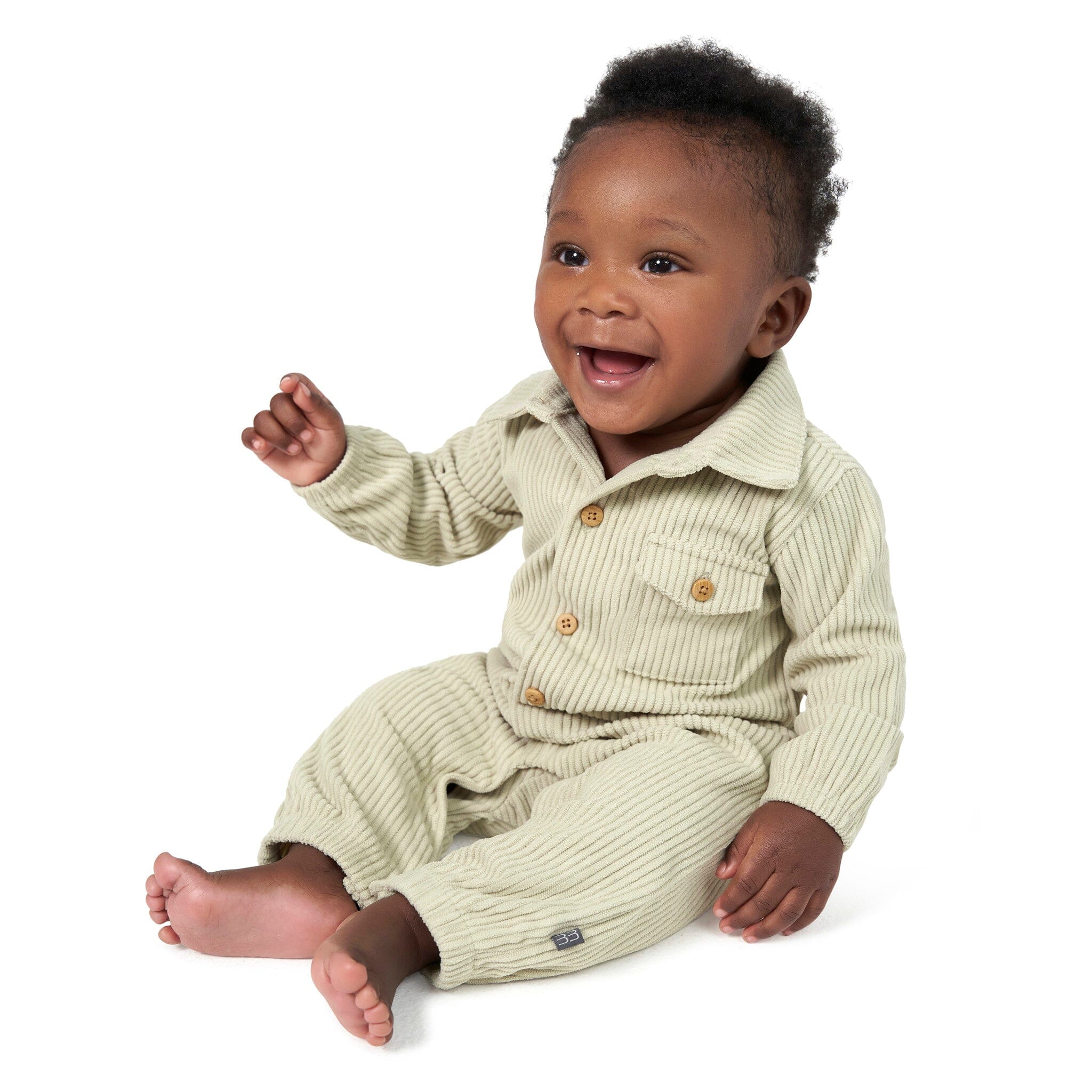 Baby Boys Sage Corduroy Romper - Image 2