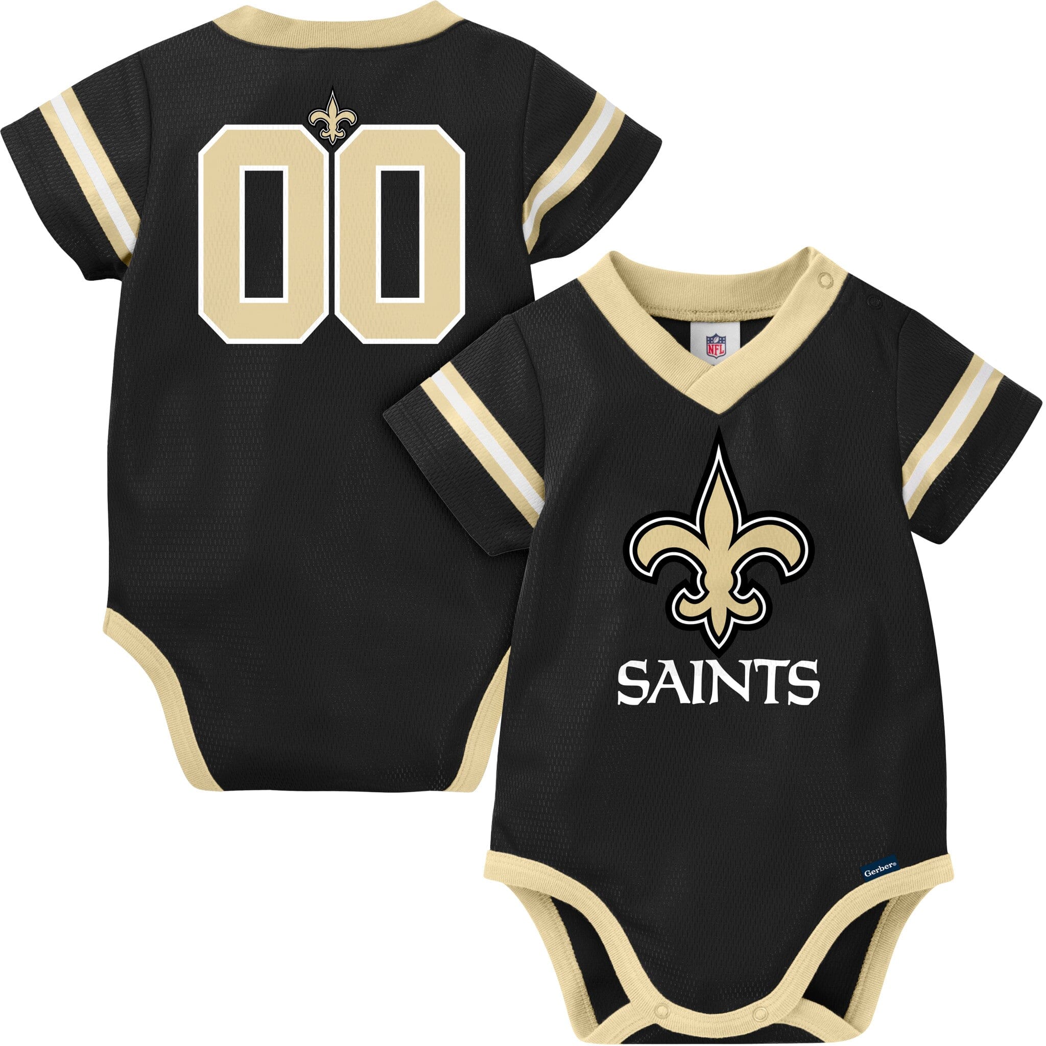 Baby Boys New Orleans Saints Short Sleeve Jersey Bodysuit - Image 3