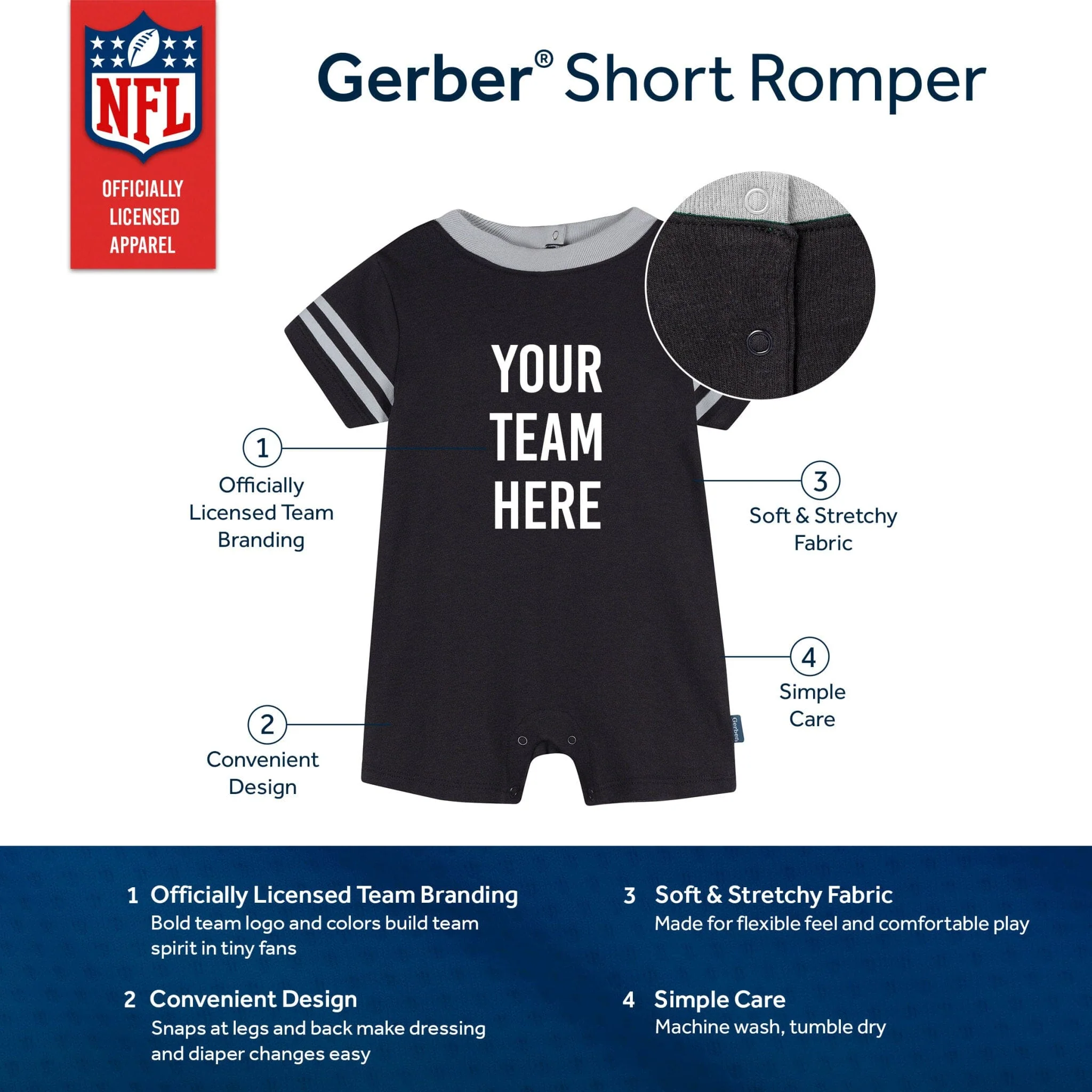 Baby Boys Seattle Seahawks Romper - Image 5