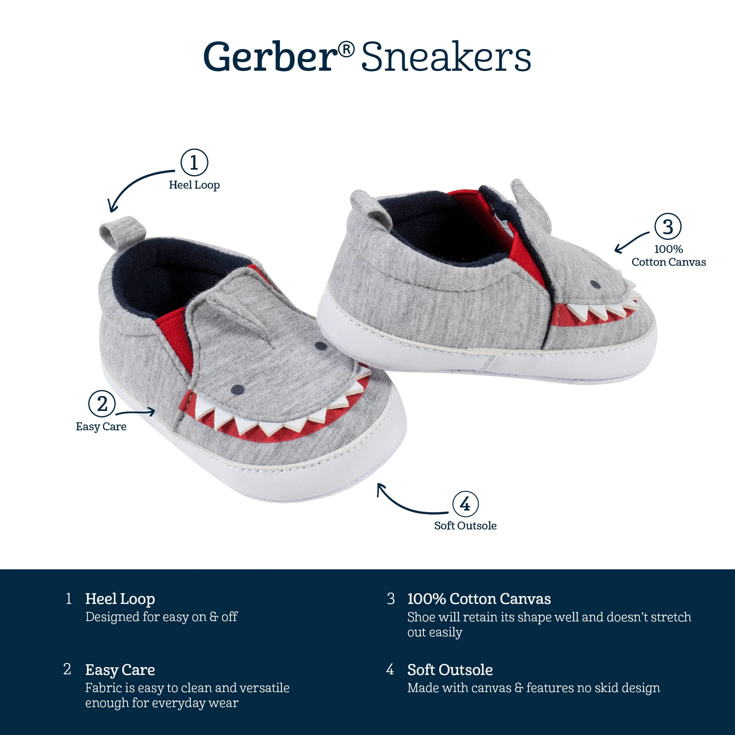 Baby Boys Gray Shark Shoes - Image 5