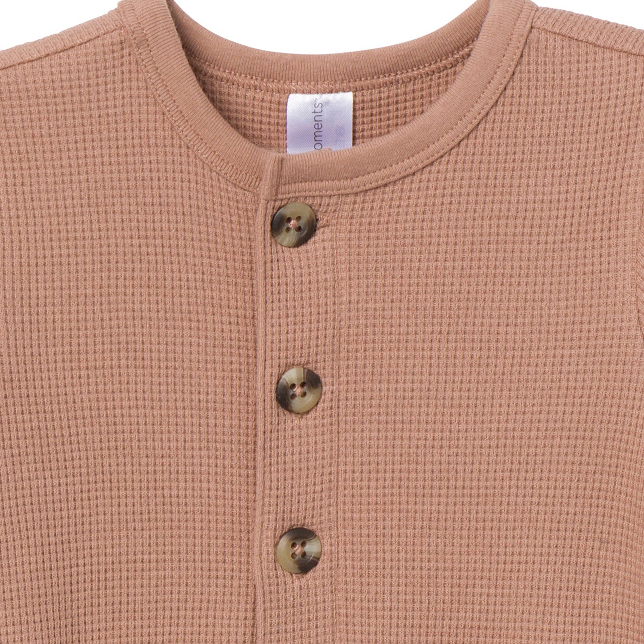 Baby Boys Taupe Waffle Slouch Romper - Image 2