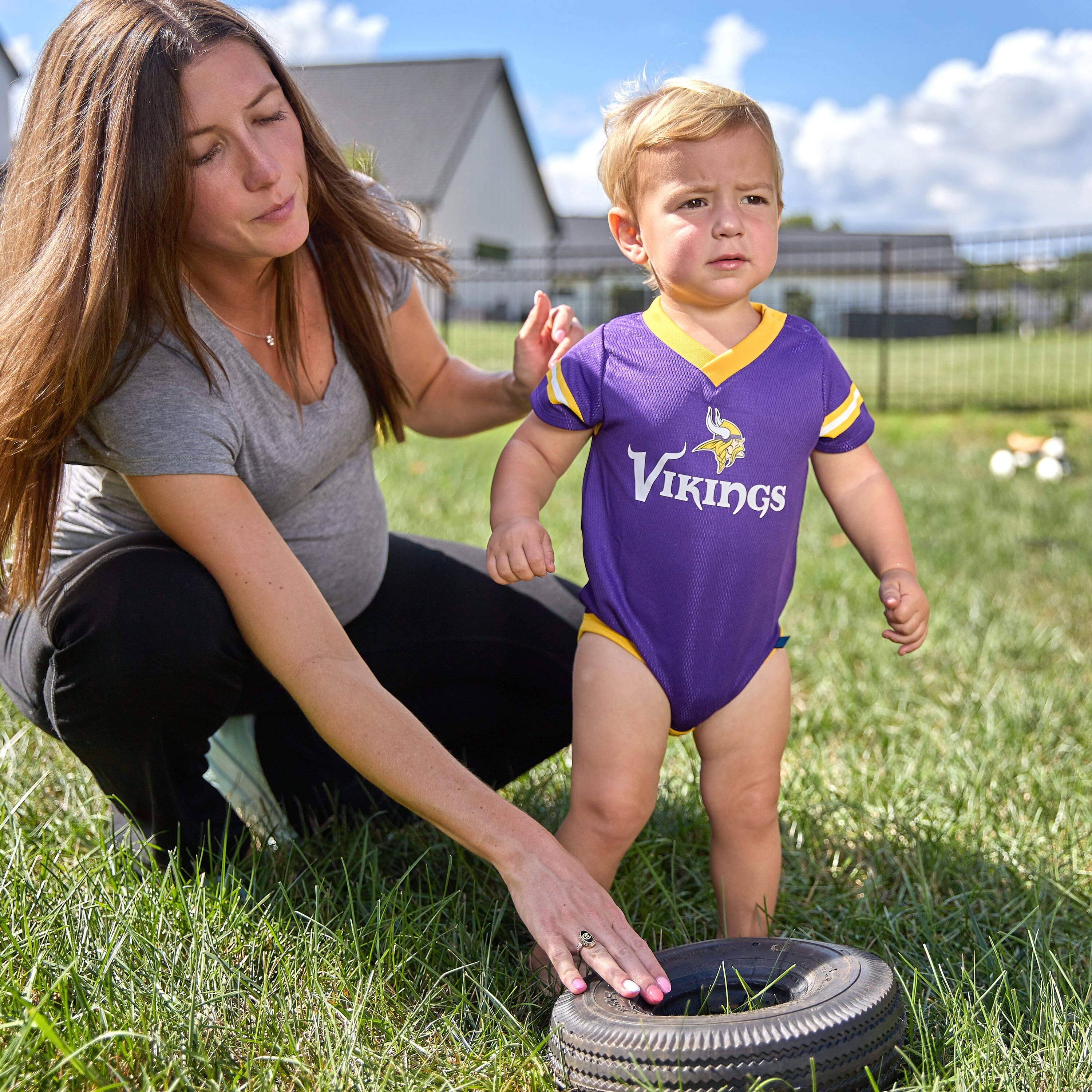 Baby Boys Minnesota Vikings Short Sleeve Jersey Bodysuit - Image 3