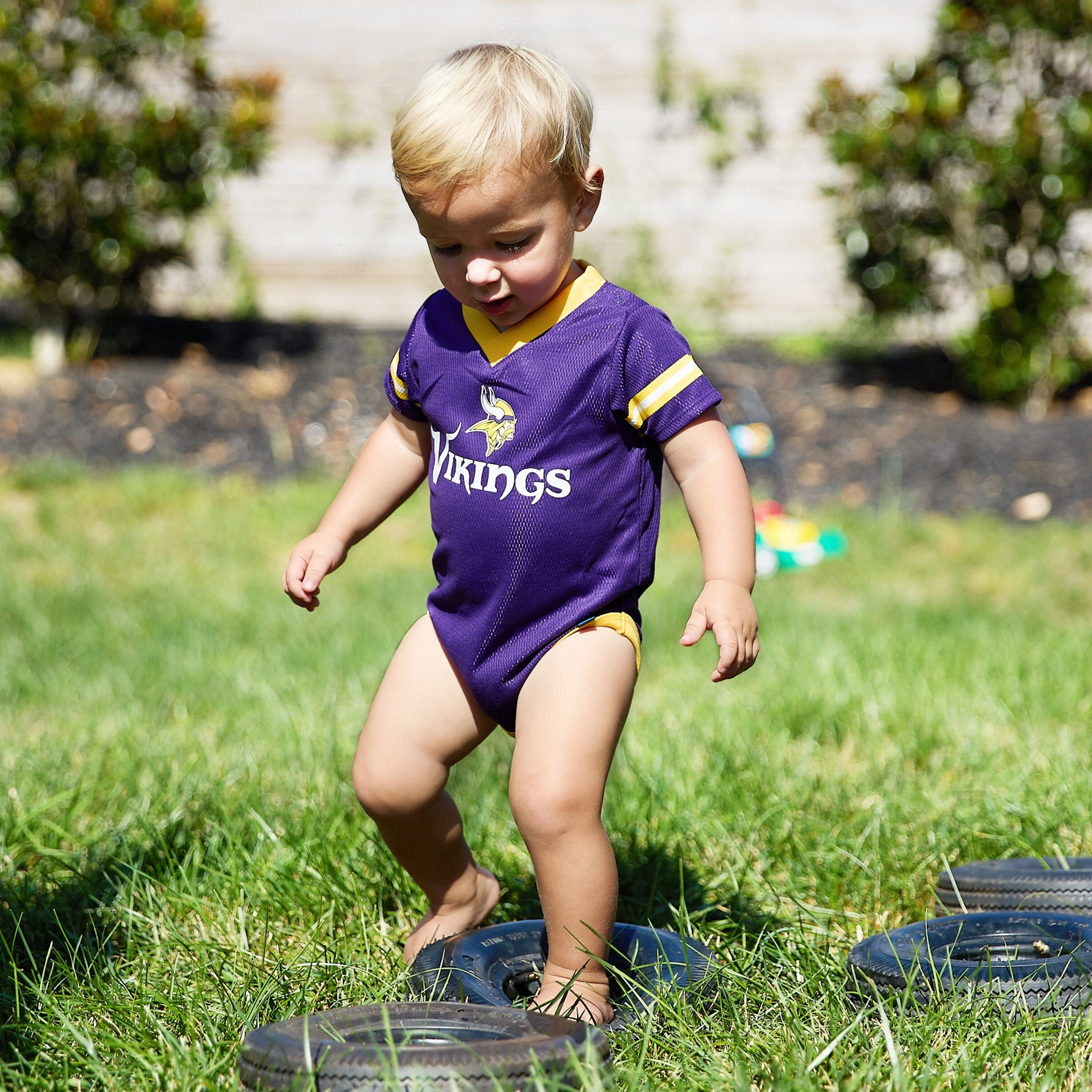 Baby Boys Minnesota Vikings Short Sleeve Jersey Bodysuit - Image 4