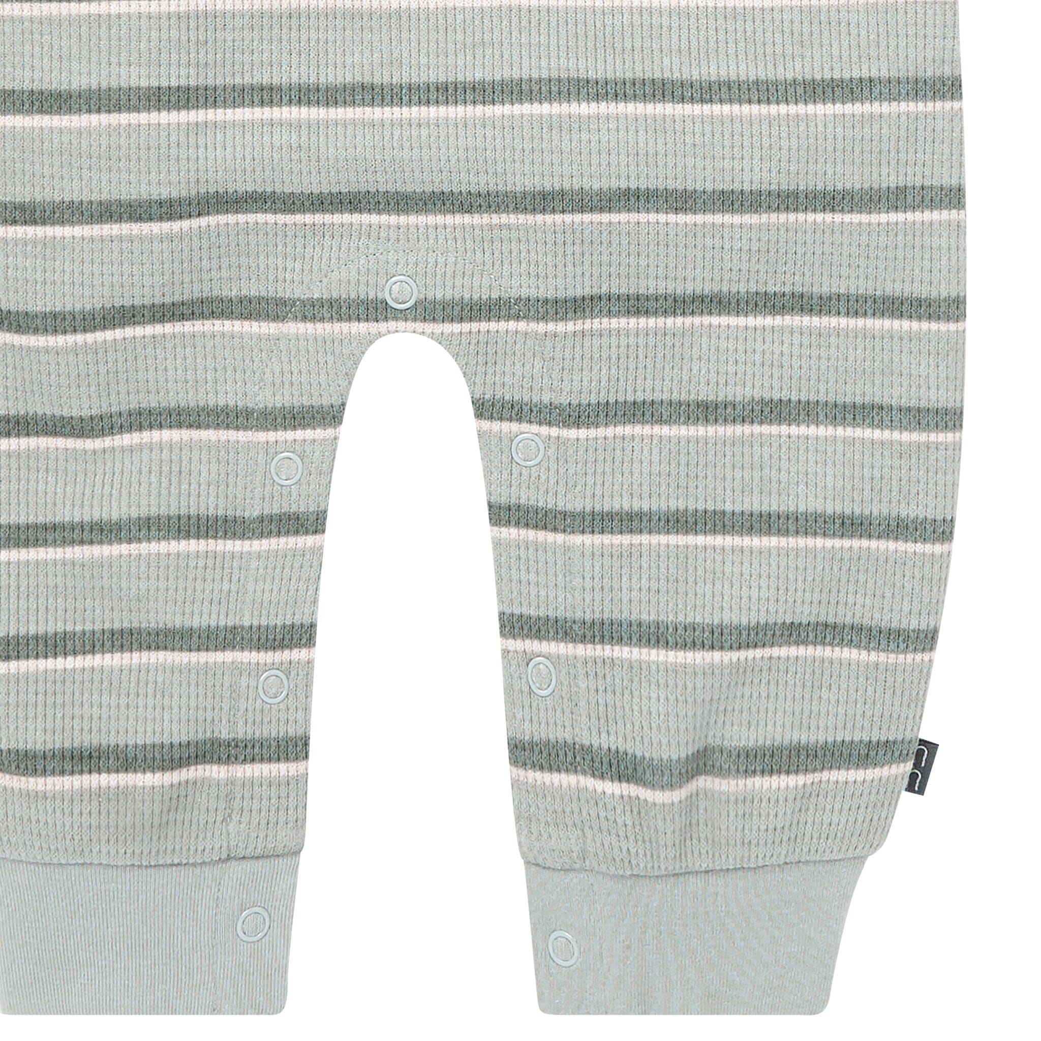 Baby Boys Green Stripes Waffle Slouch Romper - Image 4