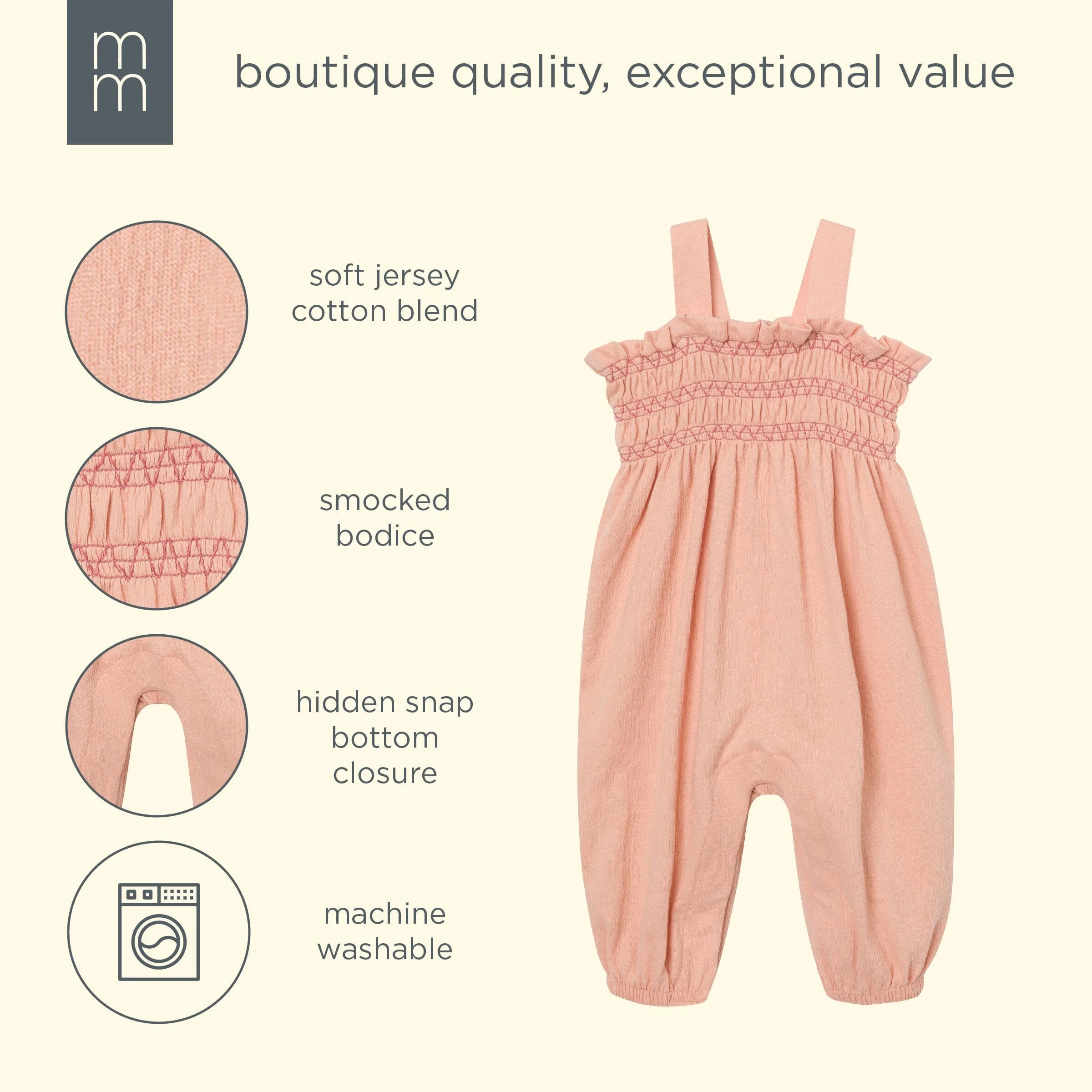 Baby Girls Almost Apricot Long Leg Romper - Image 5