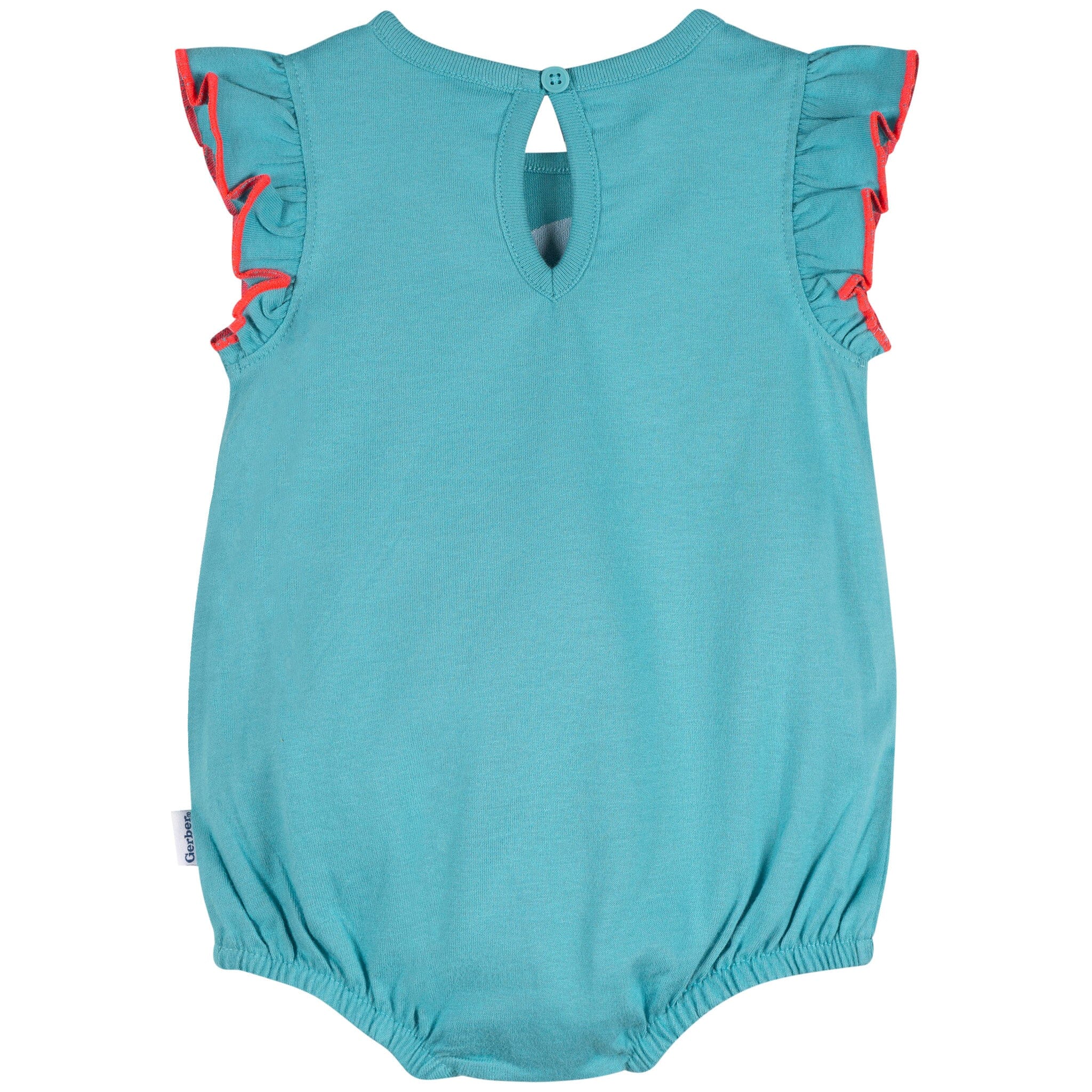 Baby Girls Aqua Cherries Pocket Bubble Romper - Image 2