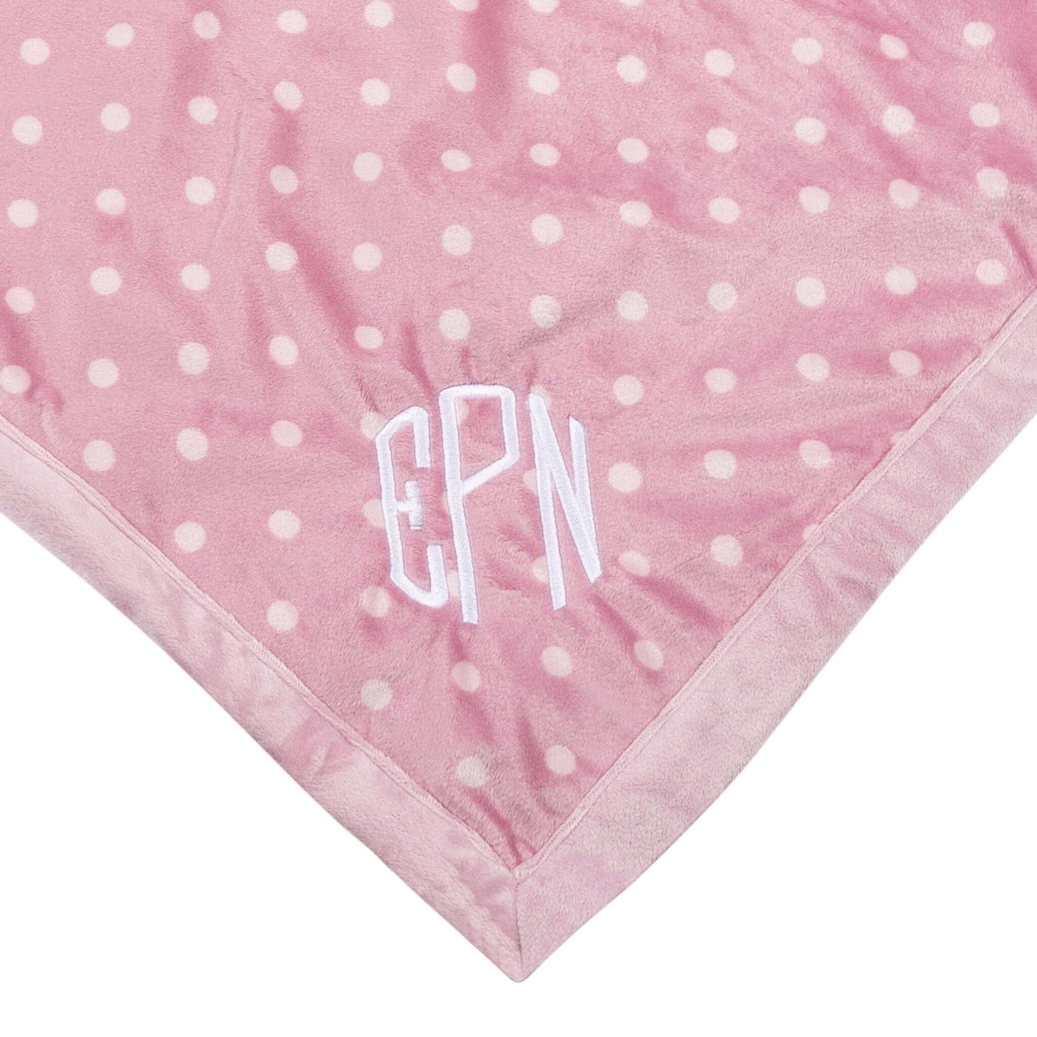Embroidered Baby Girls Bear & Dots Oversized Security Blanket - Image 2