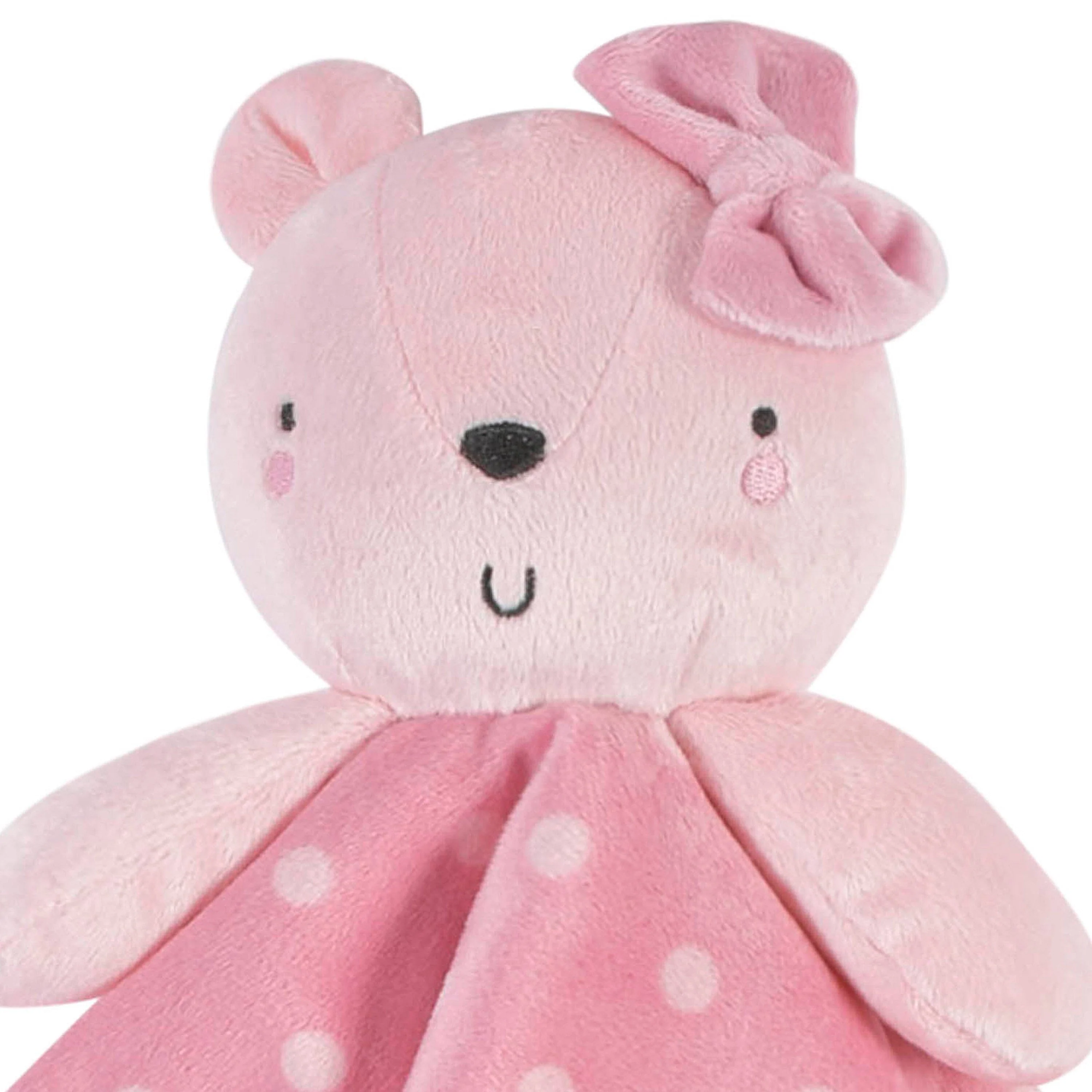 Embroidered Baby Girls Bear & Dots Oversized Security Blanket - Image 4