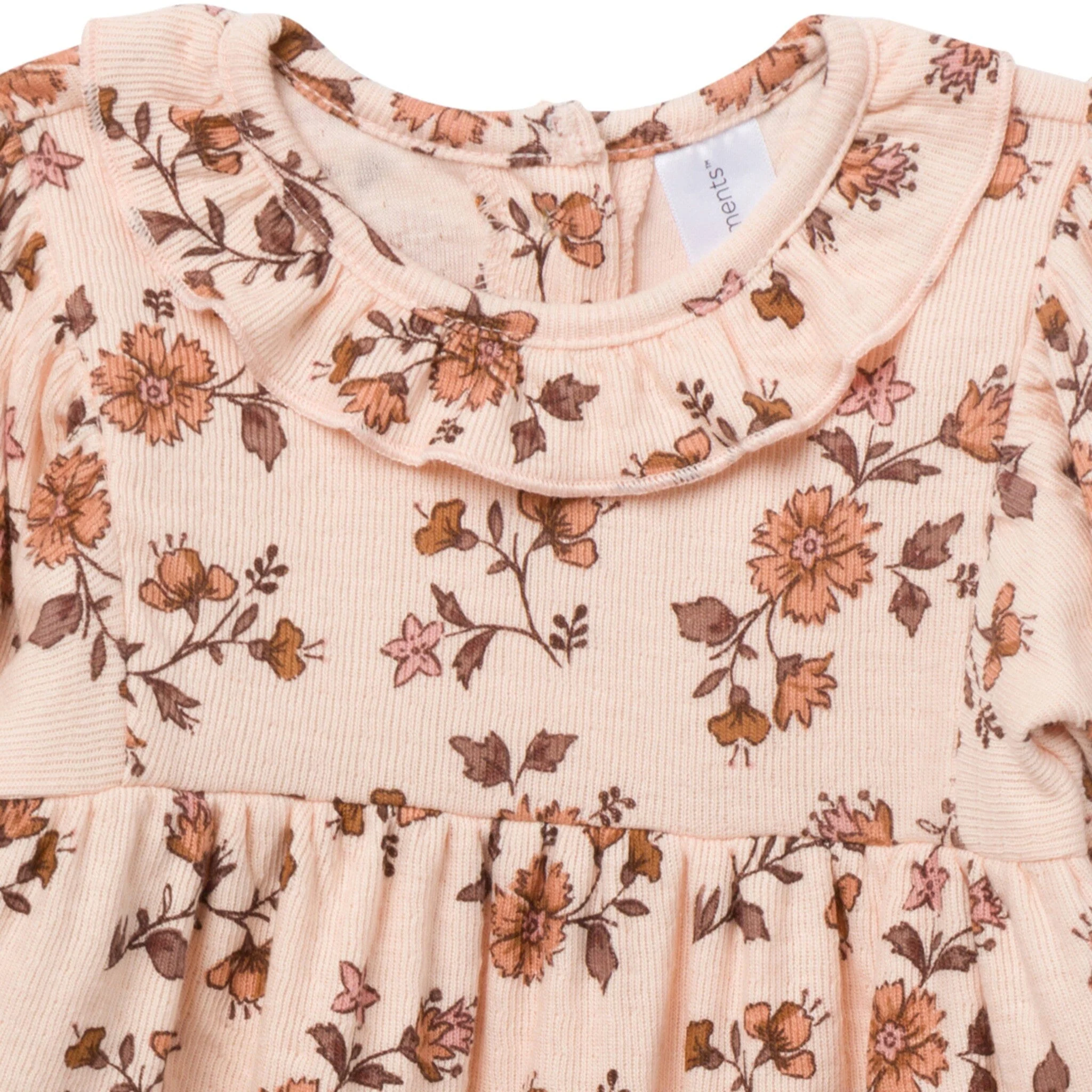 Baby Girls Pink Wildflower Ruffle Collar Romper - Image 2