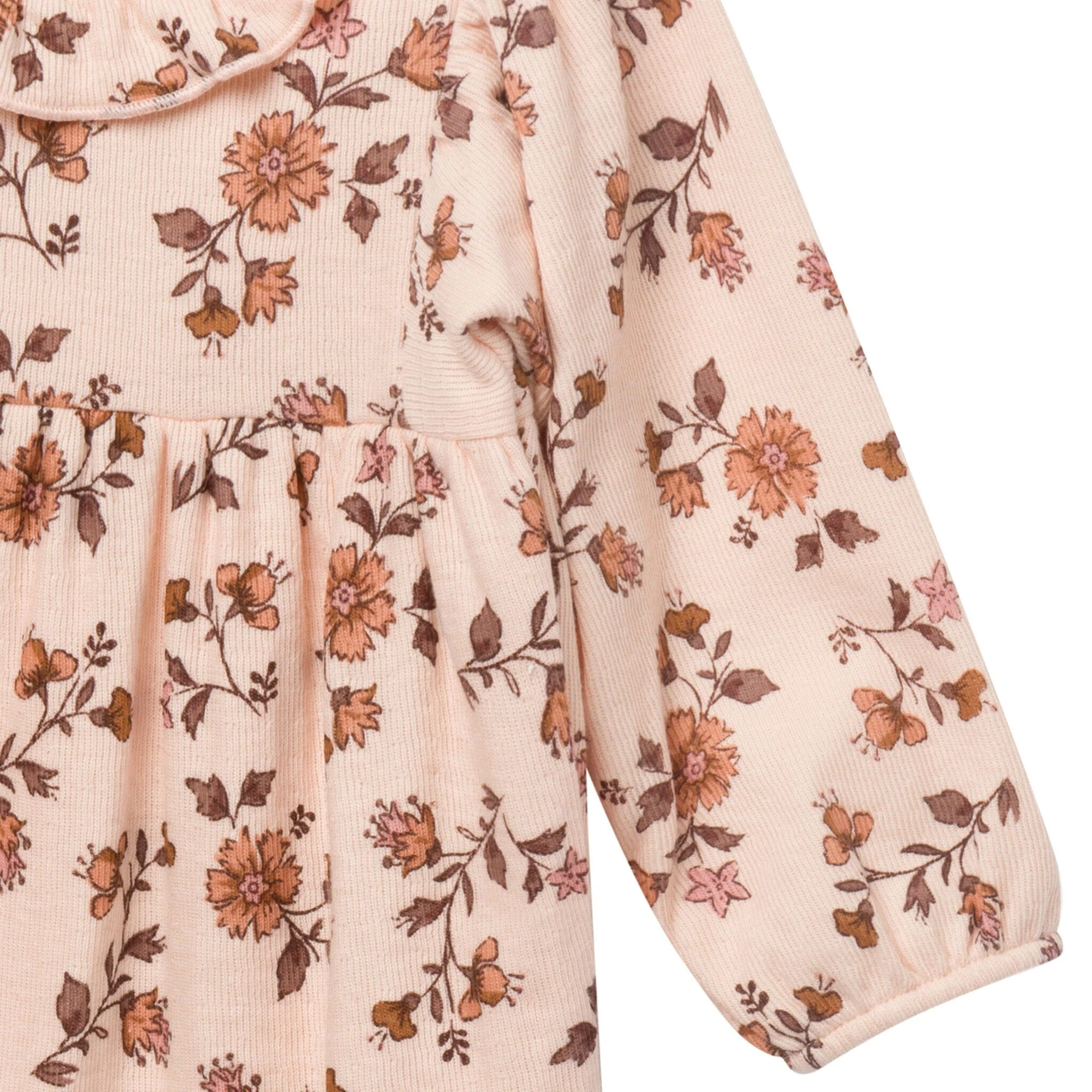 Baby Girls Pink Wildflower Ruffle Collar Romper - Image 3