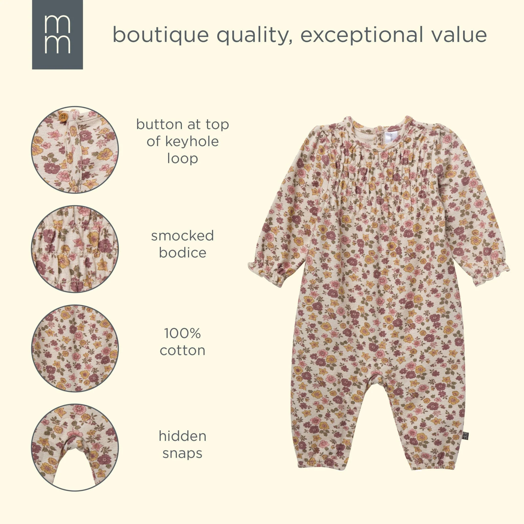 Baby Girls Pink Wildflower Ruffle Collar Romper - Image 6