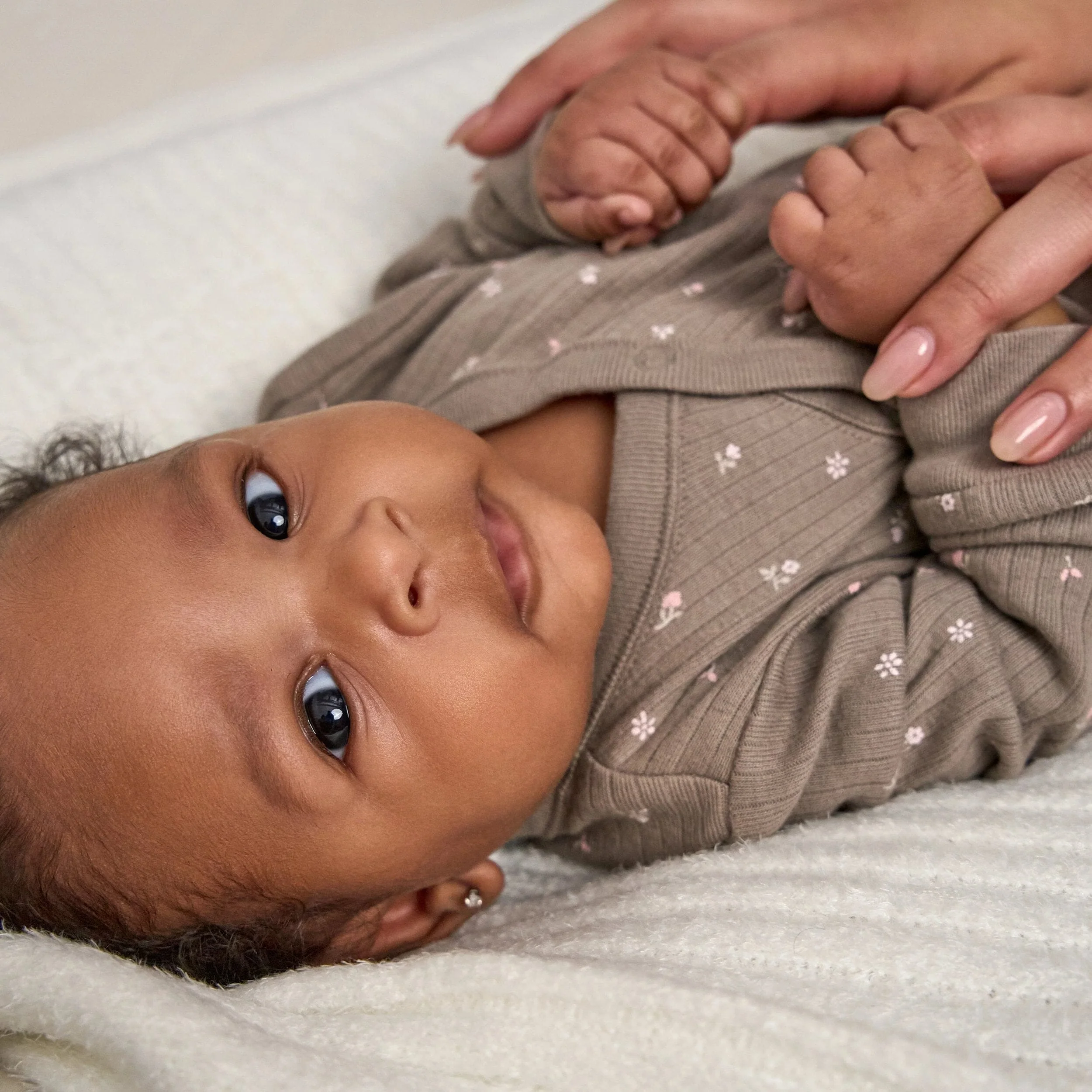 Baby Girls Brown Flowers Footless Pajamas - Image 2