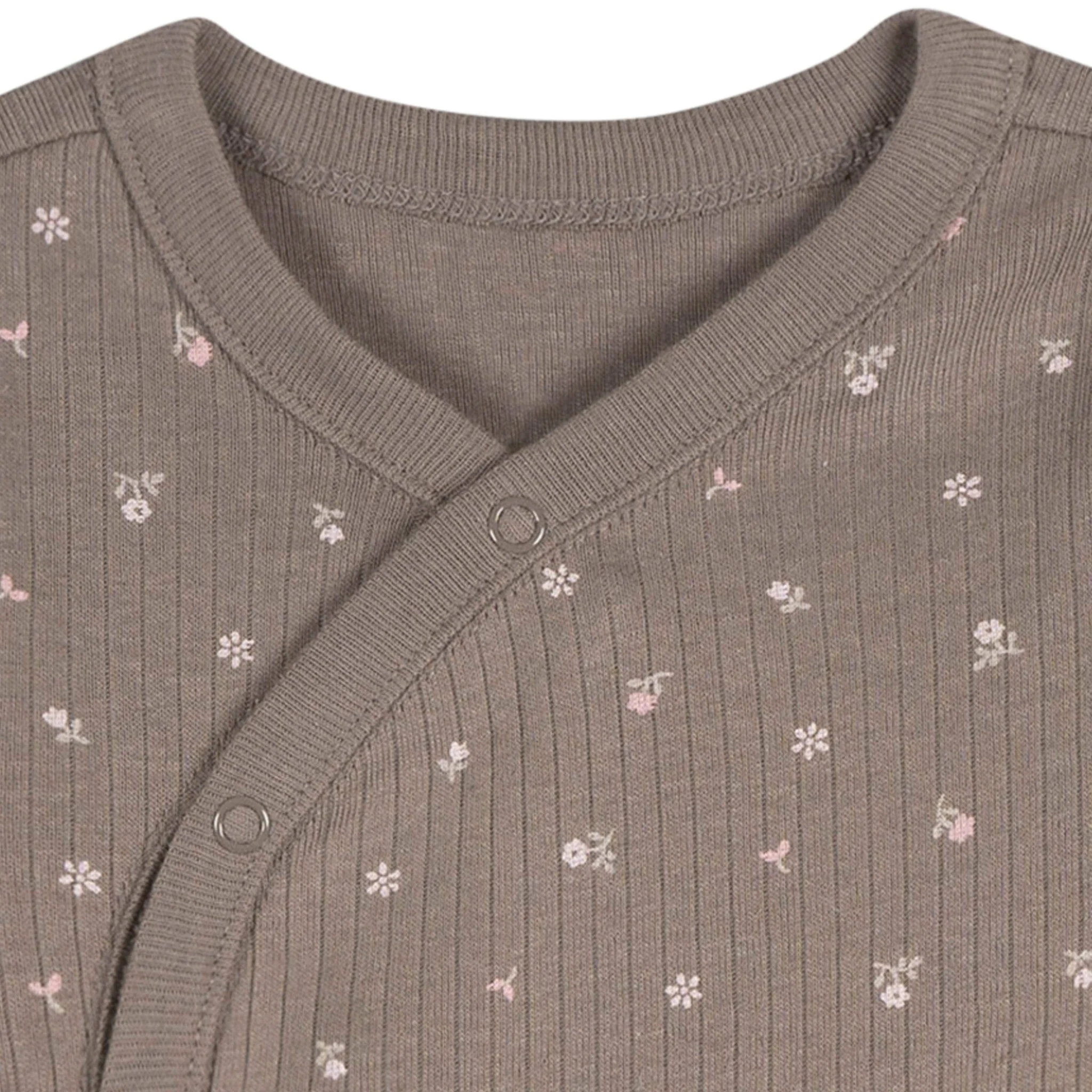 Baby Girls Brown Flowers Footless Pajamas - Image 5