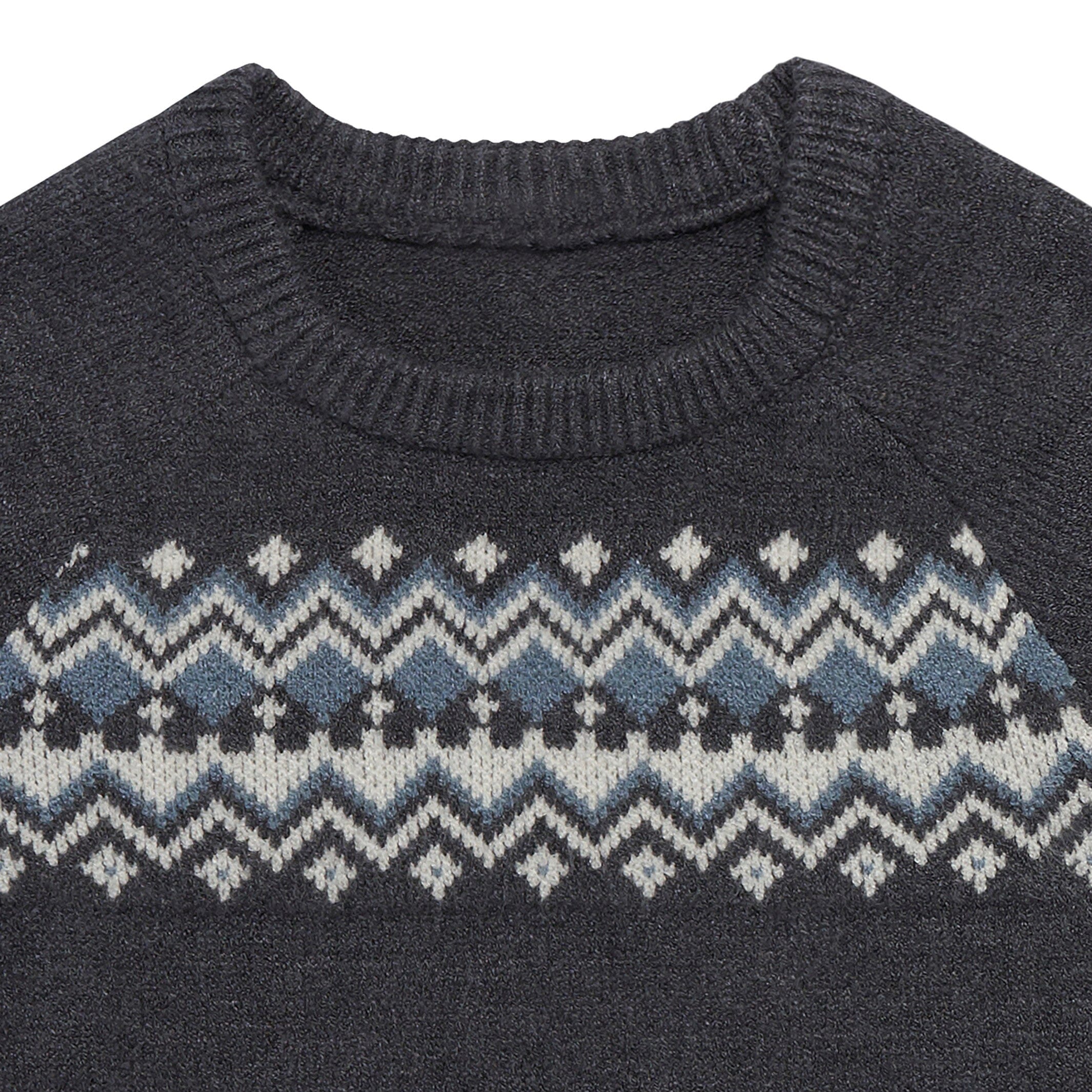 Baby Girls Dark Grey Heather Fair Isle Viscose Sweater Dress - Image 4