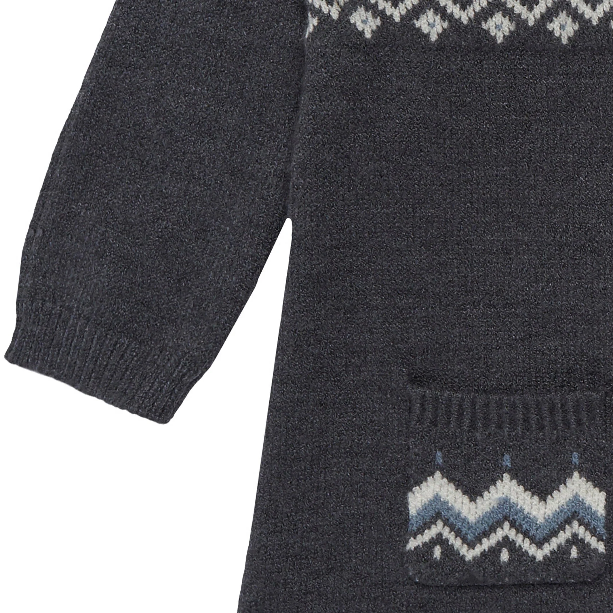 Baby Girls Dark Grey Heather Fair Isle Viscose Sweater Dress - Image 5