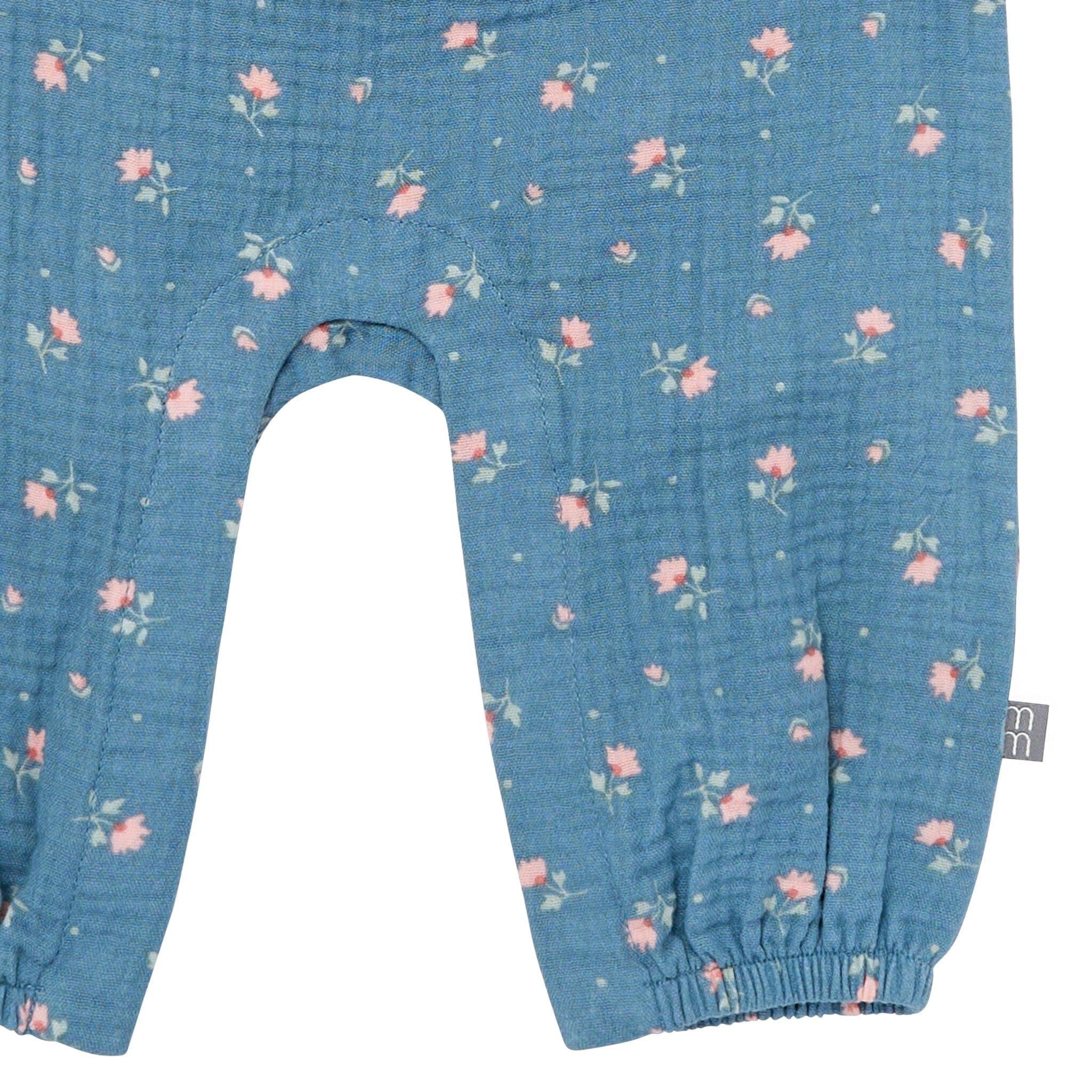 Baby Girls Teal Aster Flower Sleeveless Ruffle Romper - Image 7