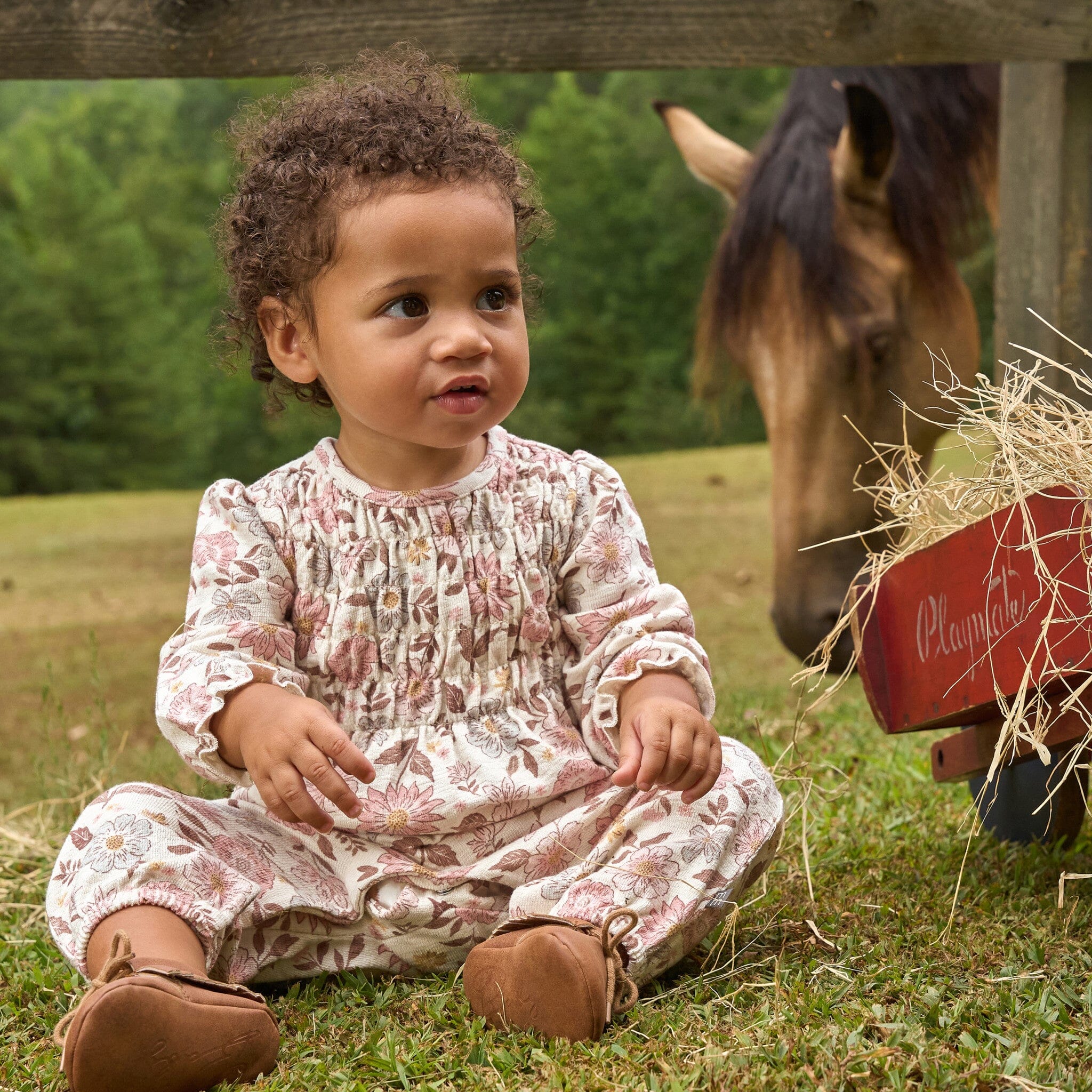 Baby Girls Flower Blossoms Smocked Long Leg Romper - Image 2