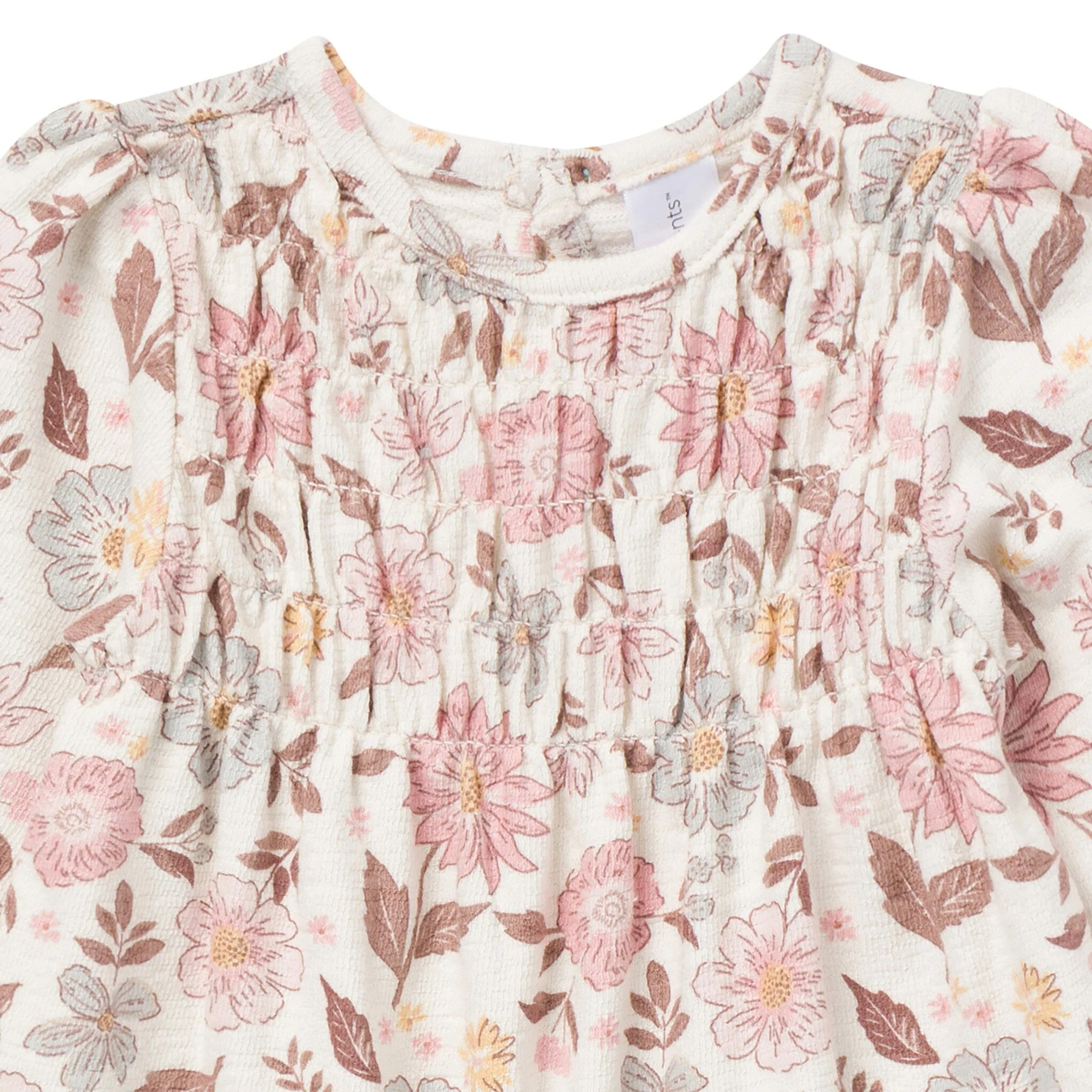 Baby Girls Flower Blossoms Smocked Long Leg Romper - Image 4
