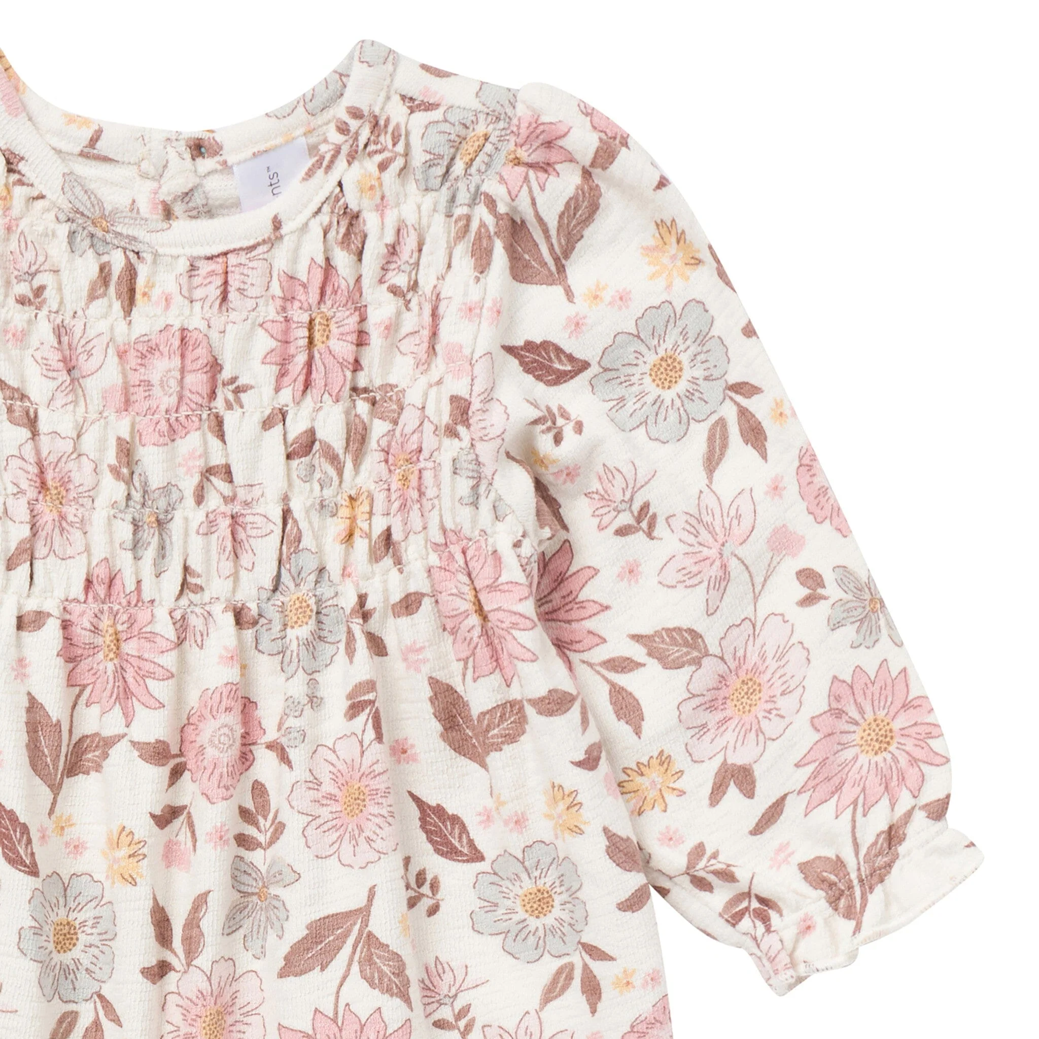 Baby Girls Flower Blossoms Smocked Long Leg Romper - Image 5
