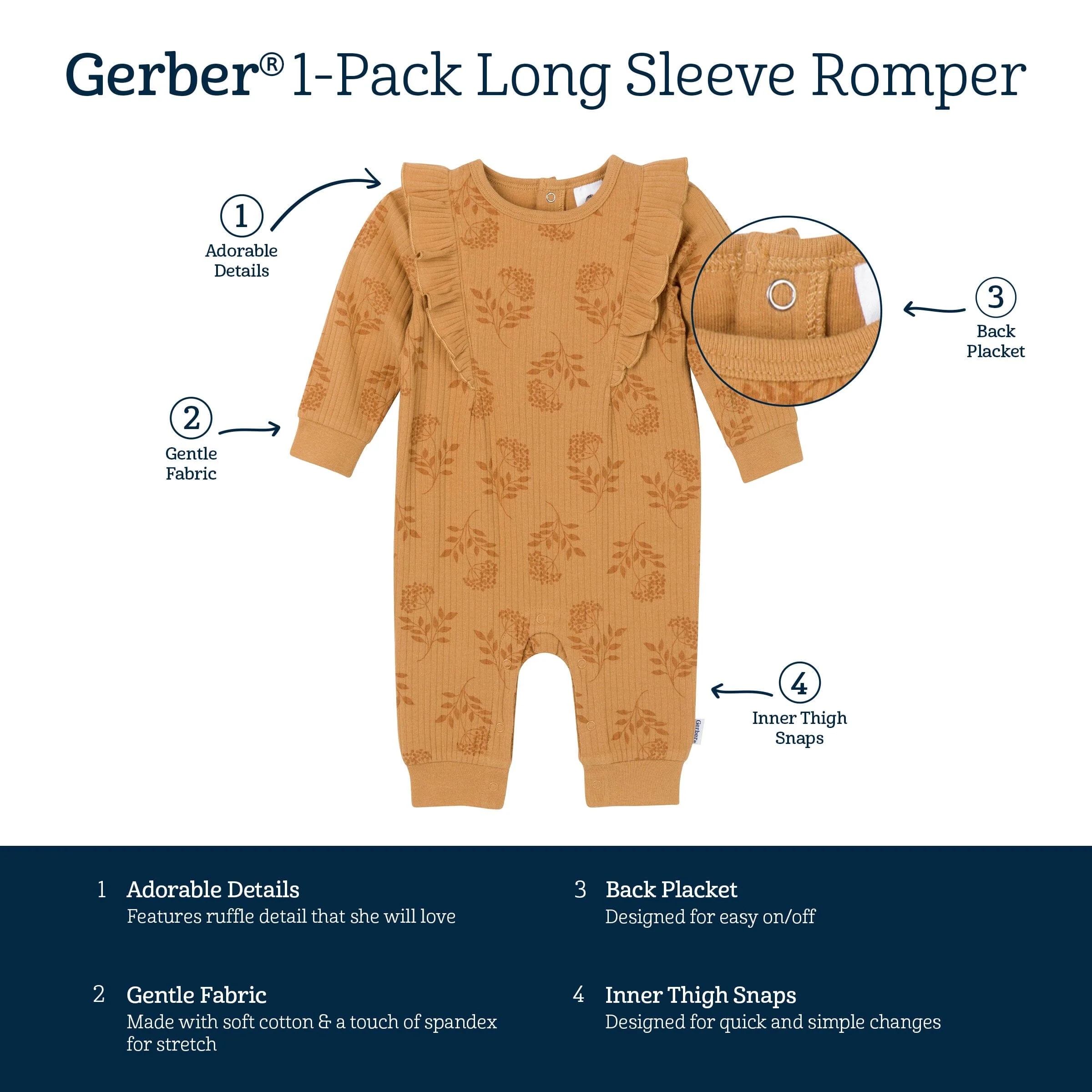 Baby Girls Flower Stamp Romper - Image 5
